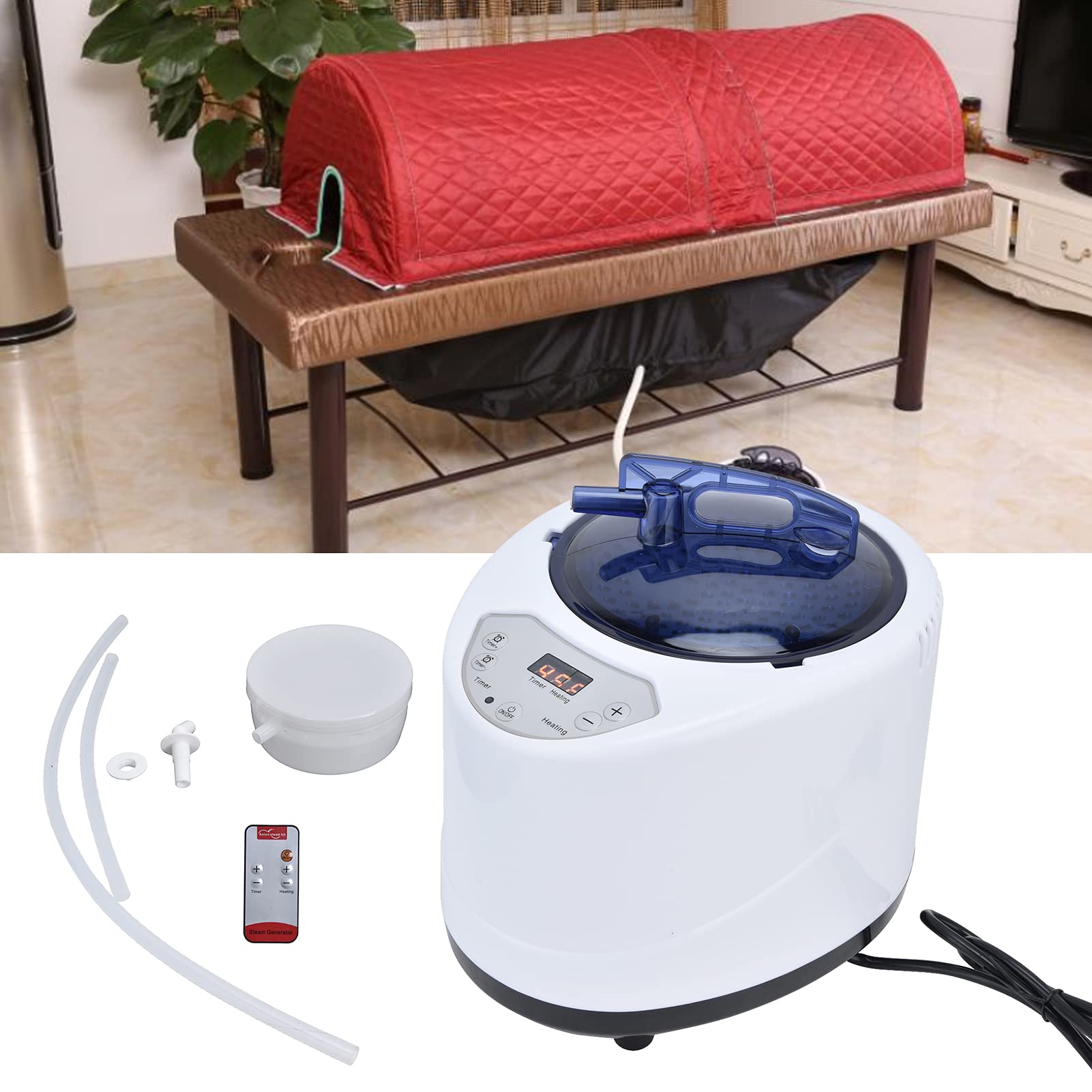 Portable 2.68L Sauna Steamer with Timer - 304 Stainless Steel Steam Generator for Home Spa, Body Relaxation & Detox - Perfect for Shower Steam Therapy, Facial Care and Post-Workout Recovery (EU Plug)