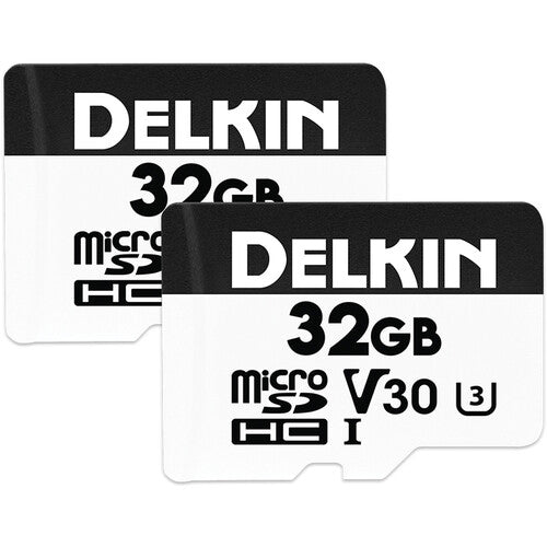 Delkin Devices Hyperspeed UHS-I U3/V30 32GB MicroSD Memory Card (2-Pack) - High-Speed Storage for 4K Cameras, Drones & Gaming Consoles