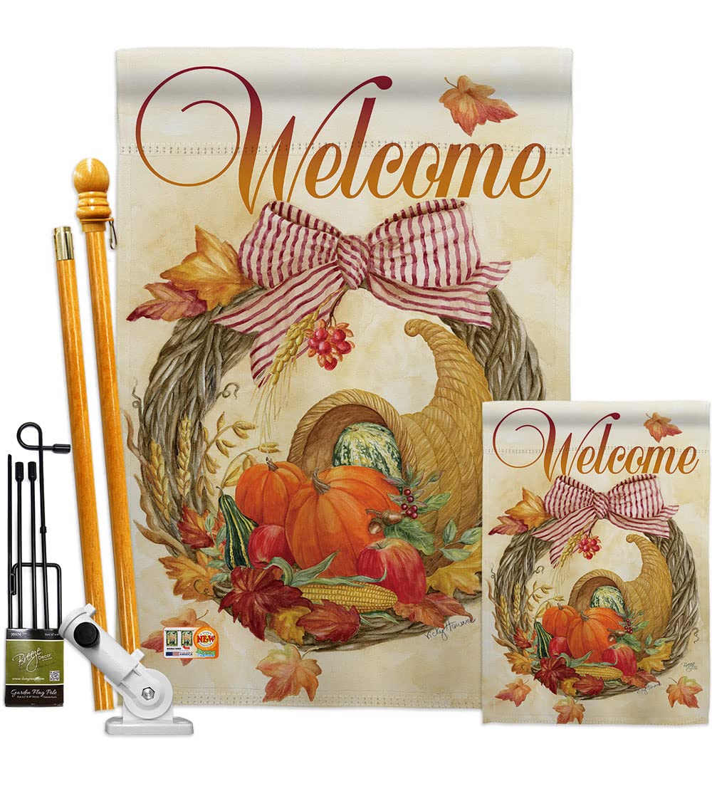 Fall Harvest Cornucopia Wreath Kit - Home & Garden Decor for Autumn
