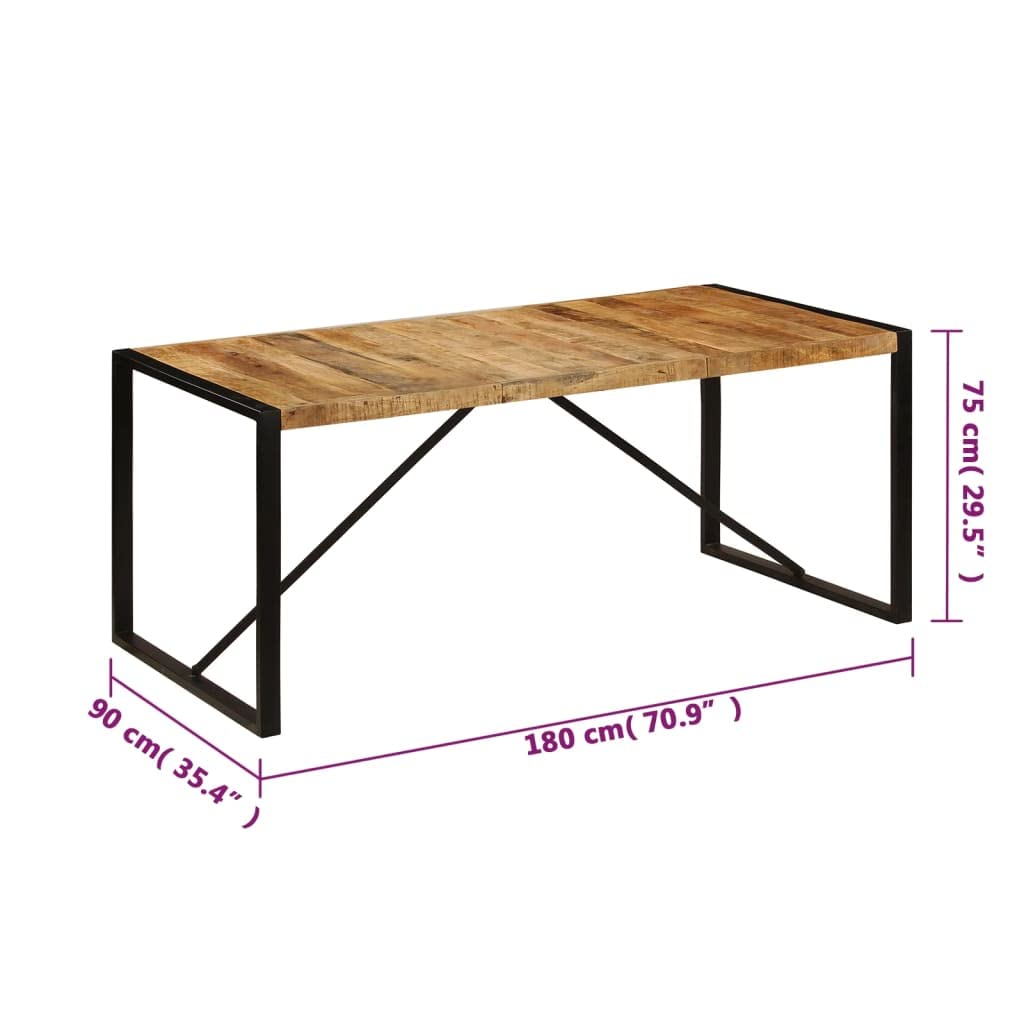 vidaXL Industrial Dining Table - Solid Mango Wood with Sturdy Steel Legs - Polished & Lacquered Finish - Easy Assembly - Brown & Black - Perfect for Farmhouse Kitchens, Restaurants & Modern Dining Rooms
