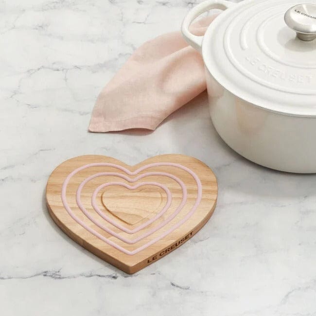 Le Creuset Heart-Shaped Magnetic Wooden Trivet - Heat-Resistant Hot Pot Holder for Kitchen & Dining Table Decor - Perfect for Valentine's Day Gifts & Romantic Dinners