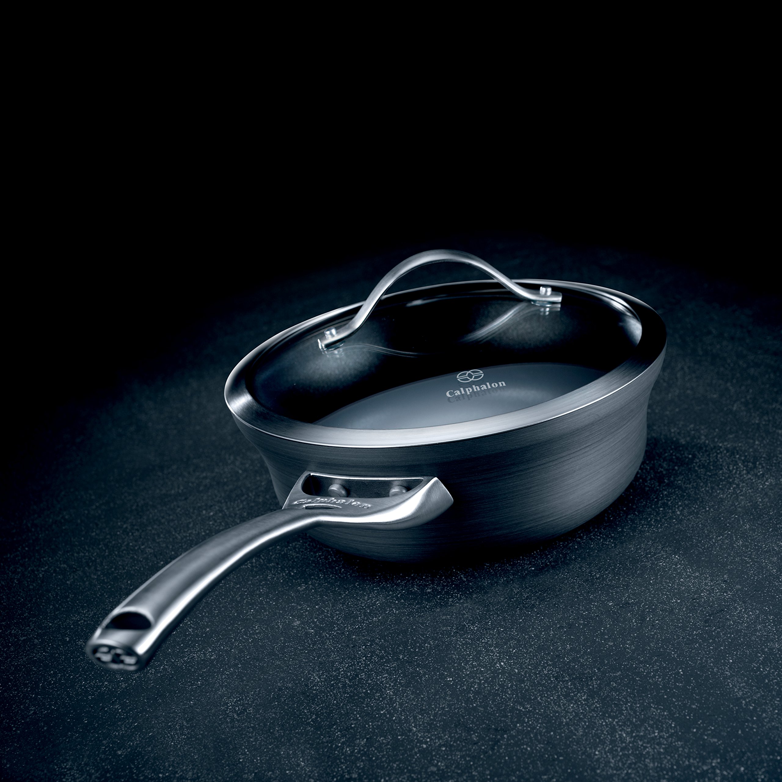 Calphalon Contemporary Hard-Anodized Aluminum Nonstick 2.5-Quart Sauce Pan - Black Cookware for Sauteing, Simmering & Serving - Perfect for Pasta, Gravy & Small Meals