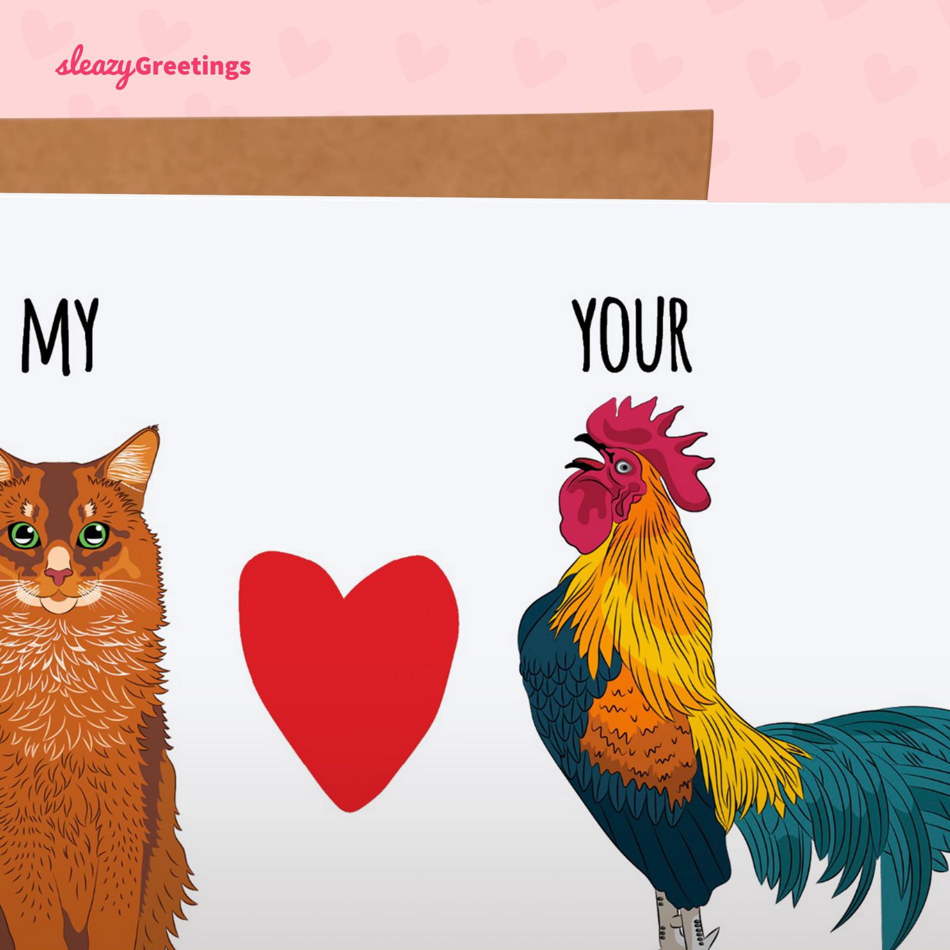Funny & Naughty Greeting Cards for Men - Dirty Anniversary, Birthday & Valentine's Day Cards for Husband/Boyfriend - 'My Cat Loves Your Rooster' Humorous Card - Perfect for Romantic Occasions & Playful Couples