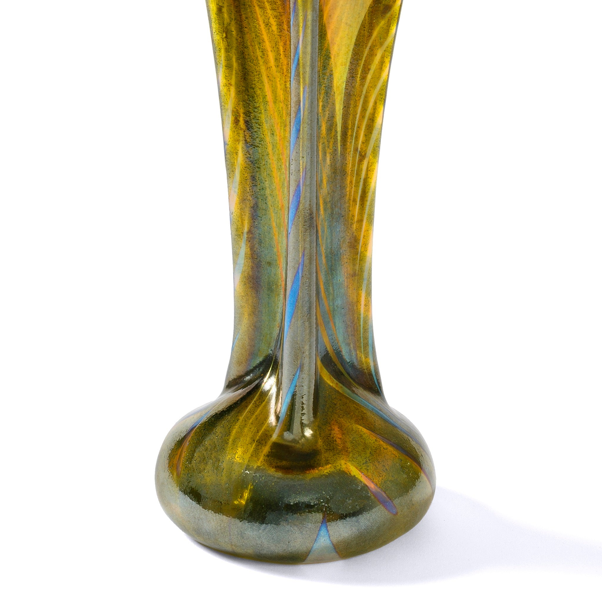 Tiffany Studios New York Pulled Feather Vase - Handcrafted Art Glass Vase for Home Decor, Wedding Centerpiece & Luxury Gift