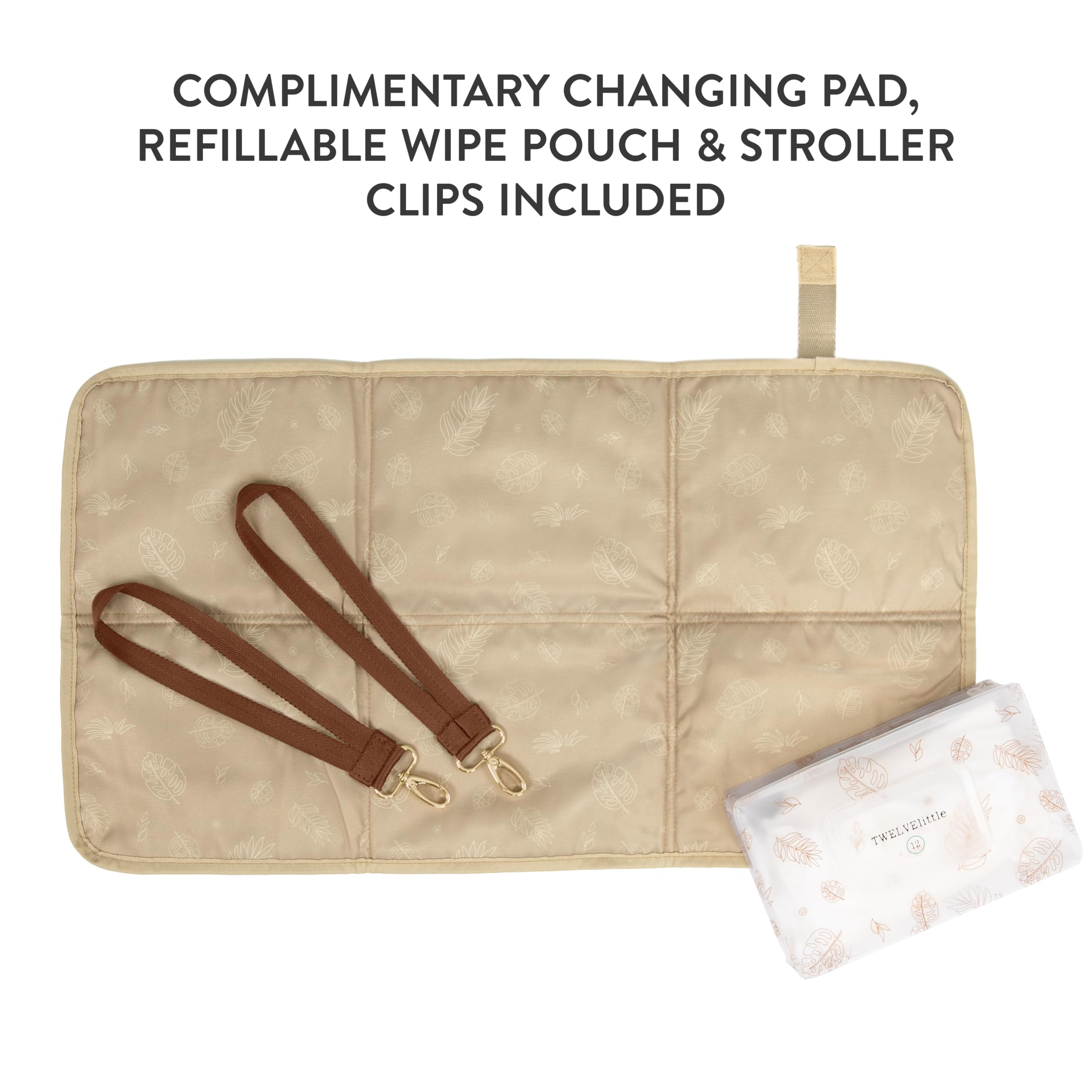 TWELVElittle Peek A Boo Vegan Leather Diaper Bag - Stylish Baby Bag with Wipes Pouch, Stroller Clips & Changing Mat | Perfect for Moms, Travel & On-the-Go Parenting