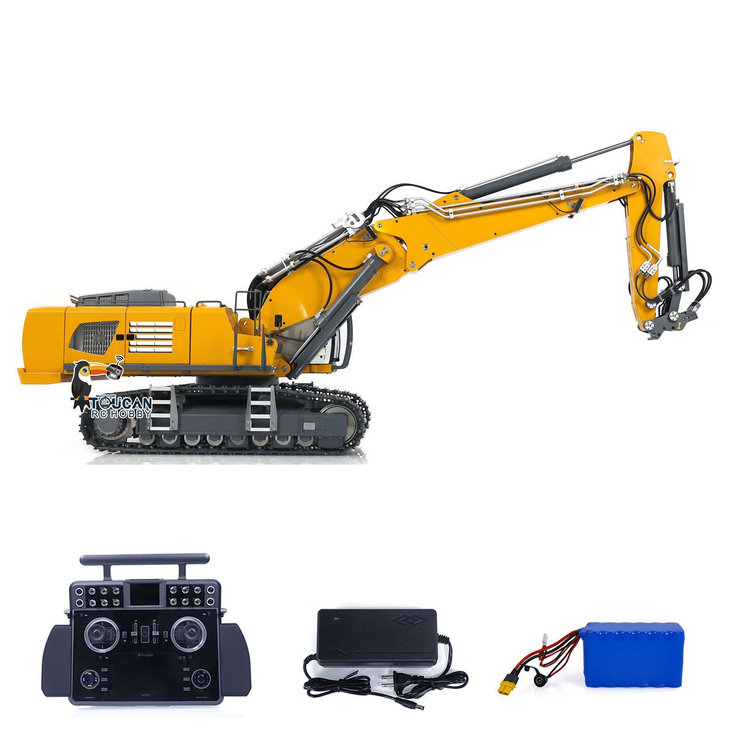 1/14 Scale K970 301S Hydraulic RC Excavator Toy - 3 Arms, RTR Radio Controlled Digger with Tamden XE Simulation, Painted Construction Vehicle for Kids & Adults - Perfect for Backyard Digging, Construction Play & RC Hobby Enthusiasts