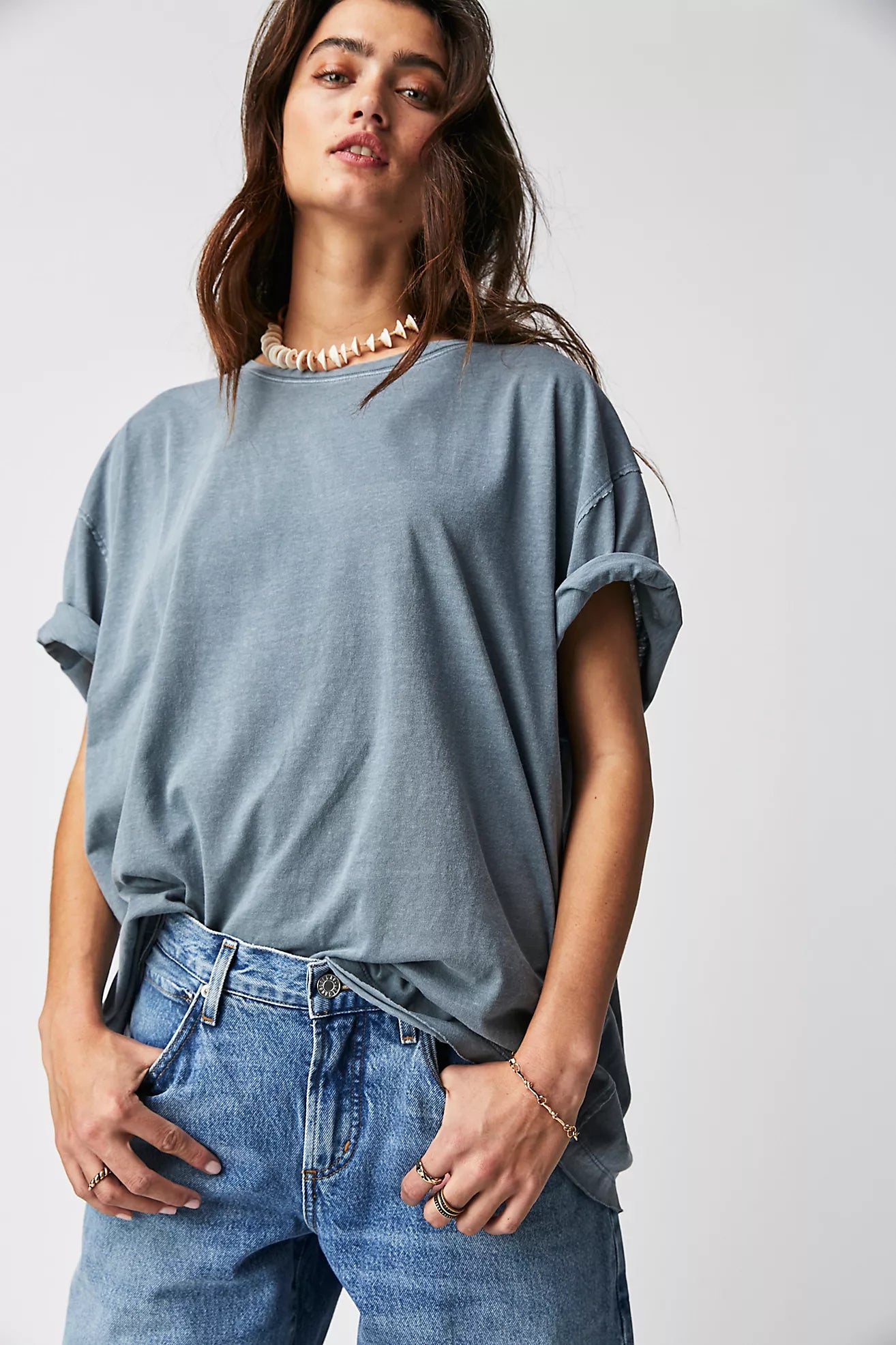 Free People Nina Tee - Women's Boho Floral Print Short Sleeve T-Shirt for Casual Wear & Summer Outfits