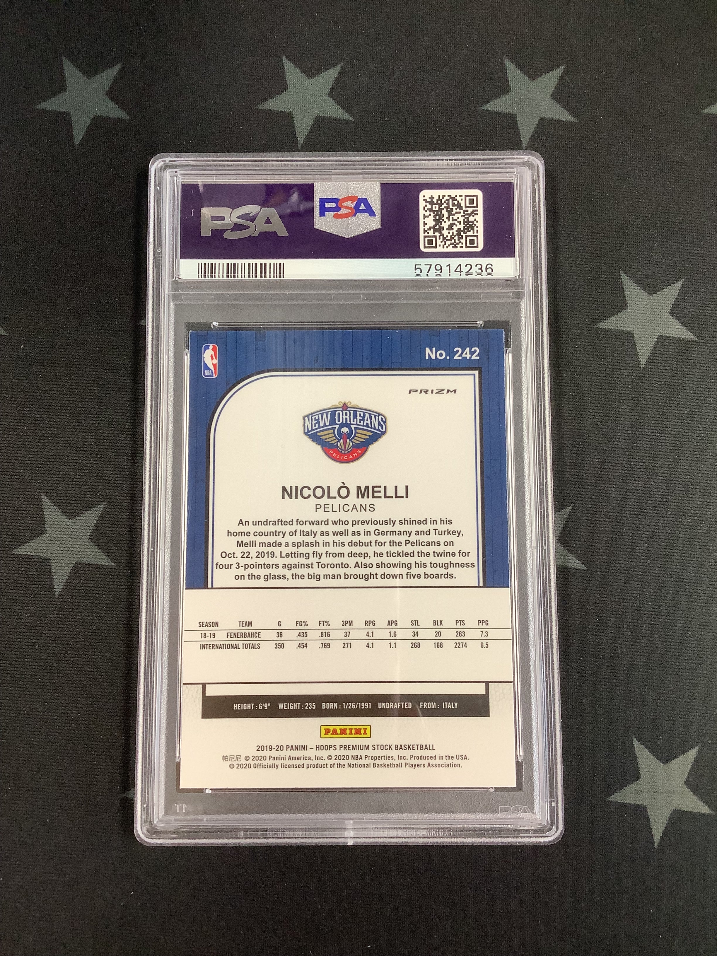 2019 Panini Hoops Premium Stock Basketball Card #242 Nicolo Melli PSA Mint 9 - Rare Collectible for NBA Fans & Card Collectors - Perfect for Trading, Display, and Investment