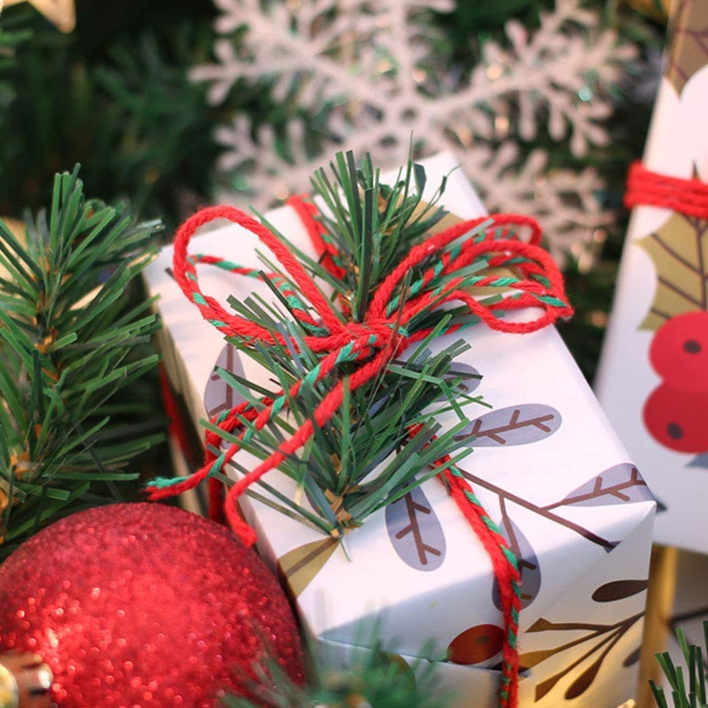 Christmas Cotton Twine Rolls - Red & Green Yarn Set for Gift Wrapping & DIY Crafts