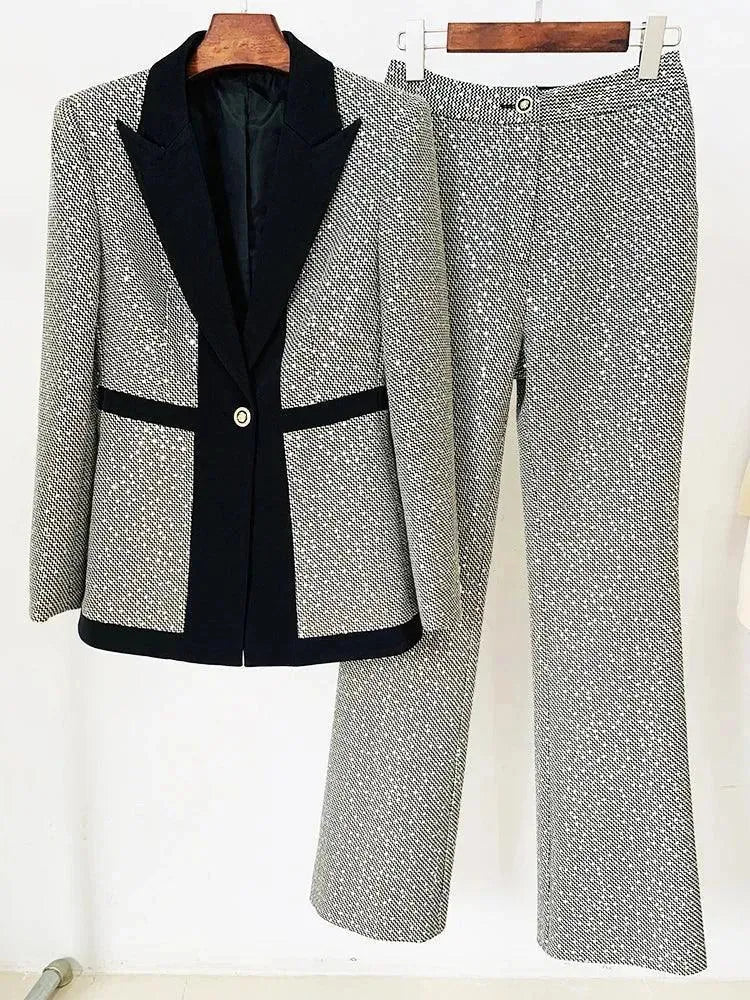 Elegant Women's Sequin Pant Suit - Formal Business Blazer & Pants Set for Office, Party & Special Occasions