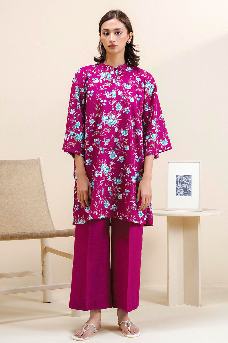 Fuchsia Grace 2-Piece Printed Khaddar Suit for Women - Traditional Pakistani Outfit for Weddings, Parties & Festive Occasions