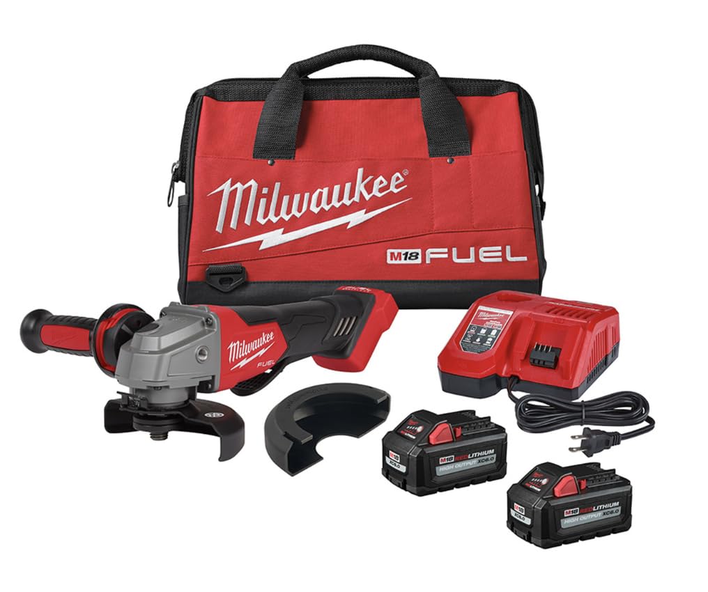 Milwaukee M18 FUEL 4-1/2 to 5 Inch Angle Grinder with Paddle Switch (No-Lock) - 2880-22 Kit - Perfect for Metal Cutting, Grinding & Surface Prep in Construction & DIY Projects