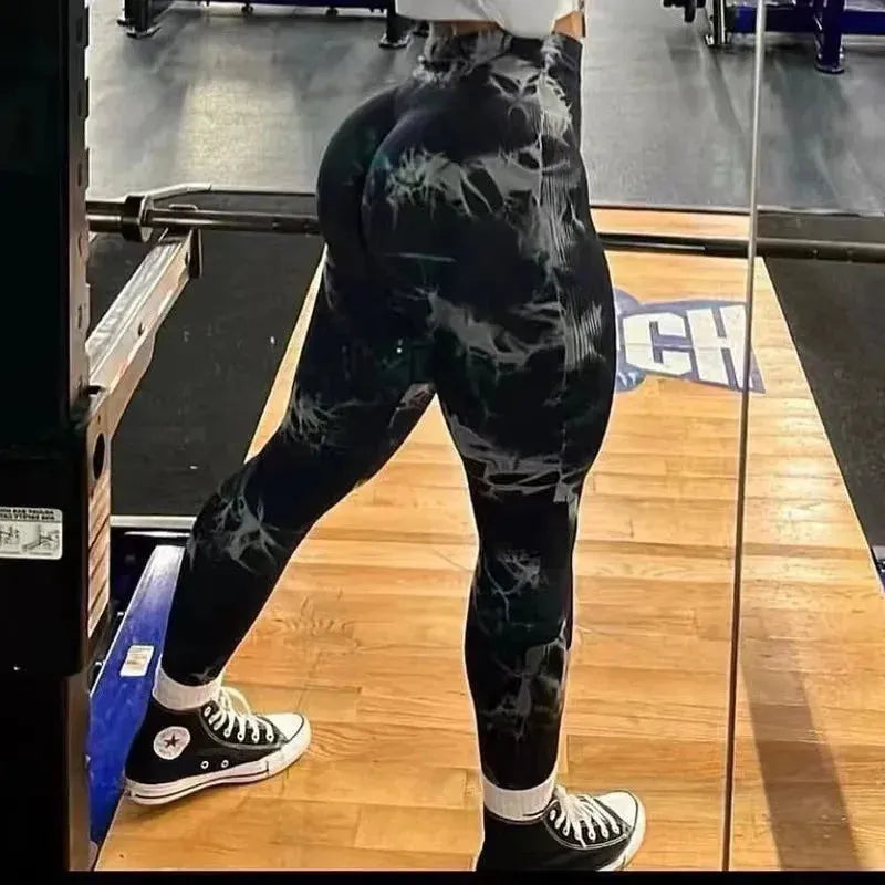 Women's High Waisted Yoga Leggings - Sexy Tie Dye Gym Tights for Fitness, Push Up & Workout - Comfortable Athletic Pants for Running, Yoga & Daily Wear