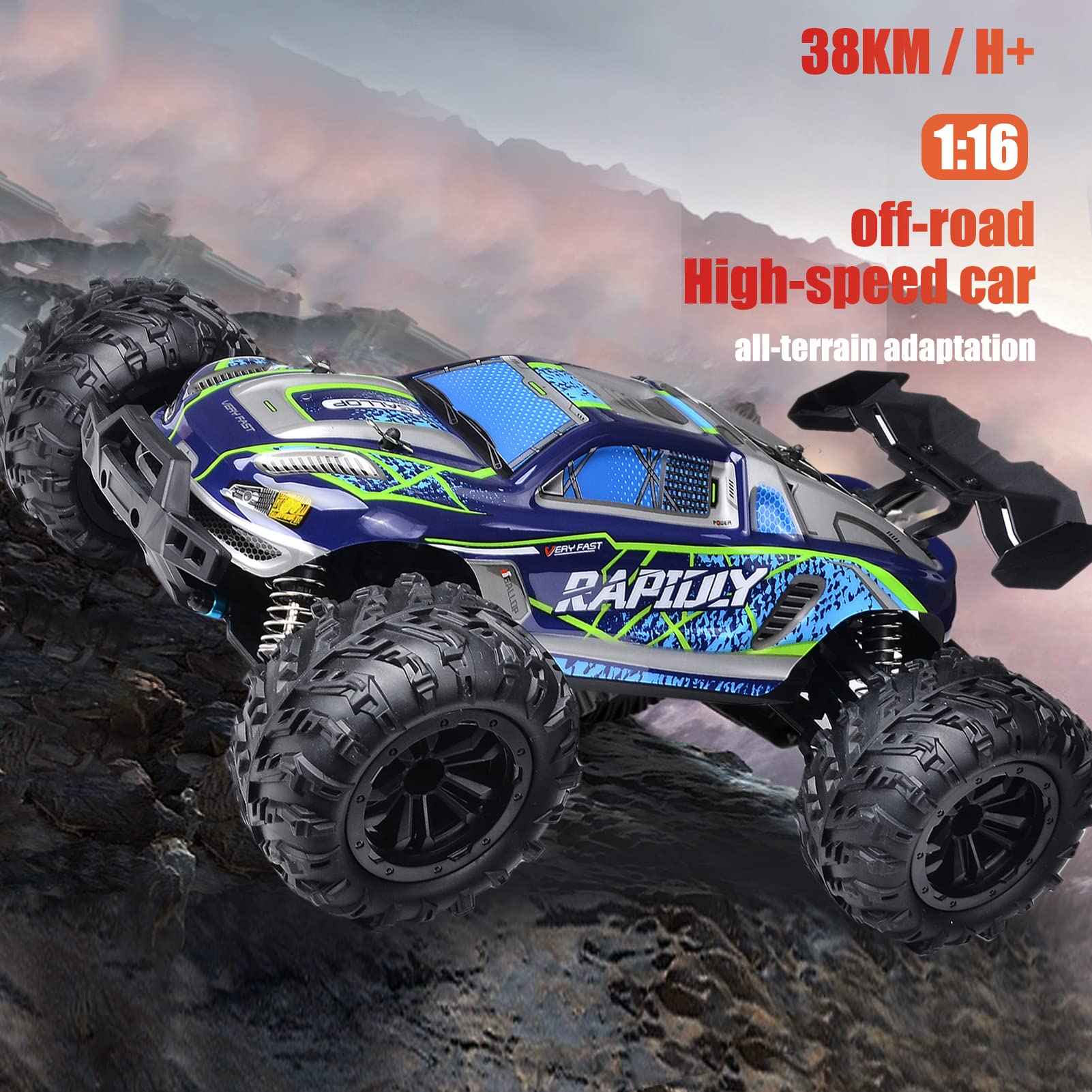 GoolRC 1/16 Scale 2.4GHz 4WD Off-Road RC Truck - High Speed 38km/h Remote Control Racing Car, RTR Ready-to-Run Drift Vehicle Toy for Kids & Boys - Perfect for Outdoor Racing, Backyard Drifting and Off-Road Adventures