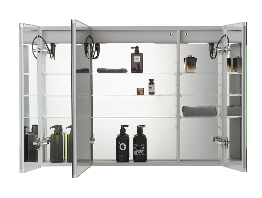 Aquadom Signature Royale 48x30 Inch LED Lighted Triple Door Bathroom Medicine Cabinet - Perfect for Modern Bathrooms, Vanities & Home Decor