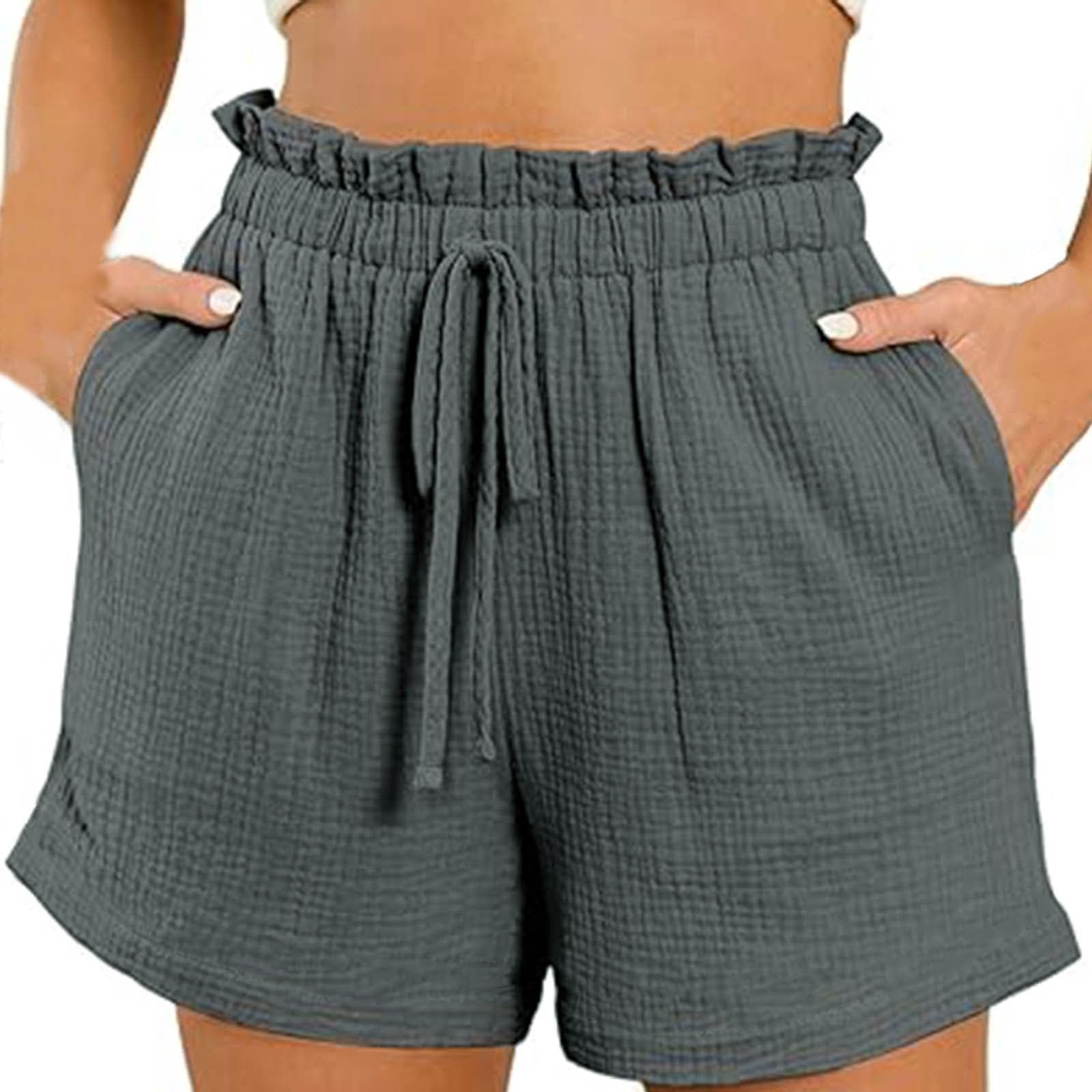 Women's Ruffle Casual Summer Shorts - High Waisted Drawstring Flowy Bermuda Shorts | 2024 Trendy Beachwear & Cruise Outfits | Perfect for Vacation, Poolside Lounging & Tropical Getaways