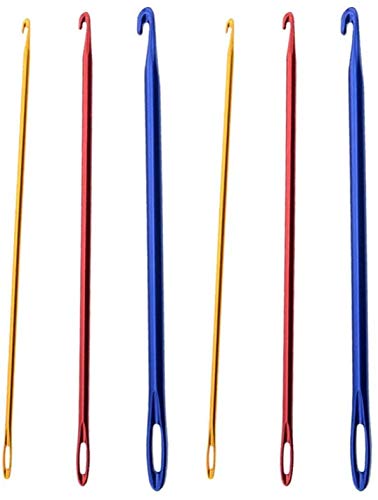 COPYLOVE 6Pcs Aluminum Crochet Hooks Set - Afghan Metal Knitting Needles with Threading Hole for DIY Crafts, Crocheting, Darning & Sewing | Perfect for Yarn Projects, Blanket Making & Handmade Gifts