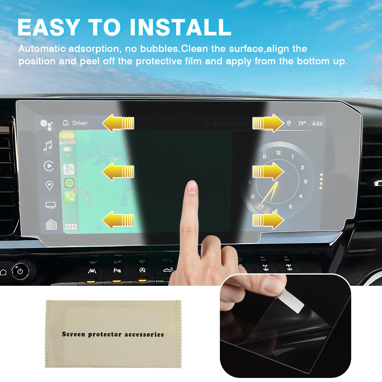 Karltys 2 Pack Tempered Glass Screen Protector for 2022-2025 Chevy Silverado & GMC Sierra - 13.4