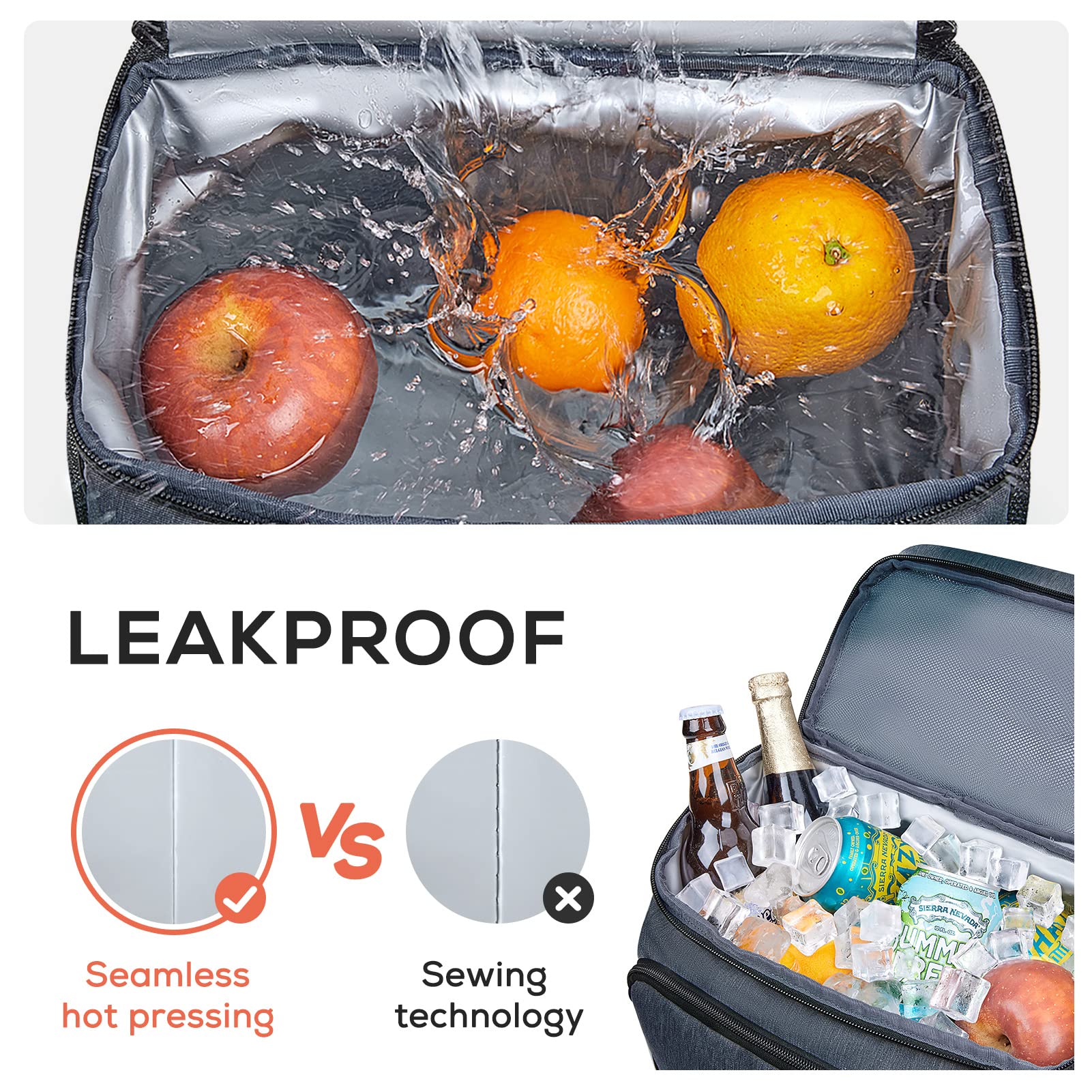 TOURIT Insulated Cooler Backpack with Double Deck - Leakproof Lunch Bag for Men & Women - Perfect for Camping, Hiking, Beach, Picnics & Outdoor Activities | Great for Work, Travel & Sports Events