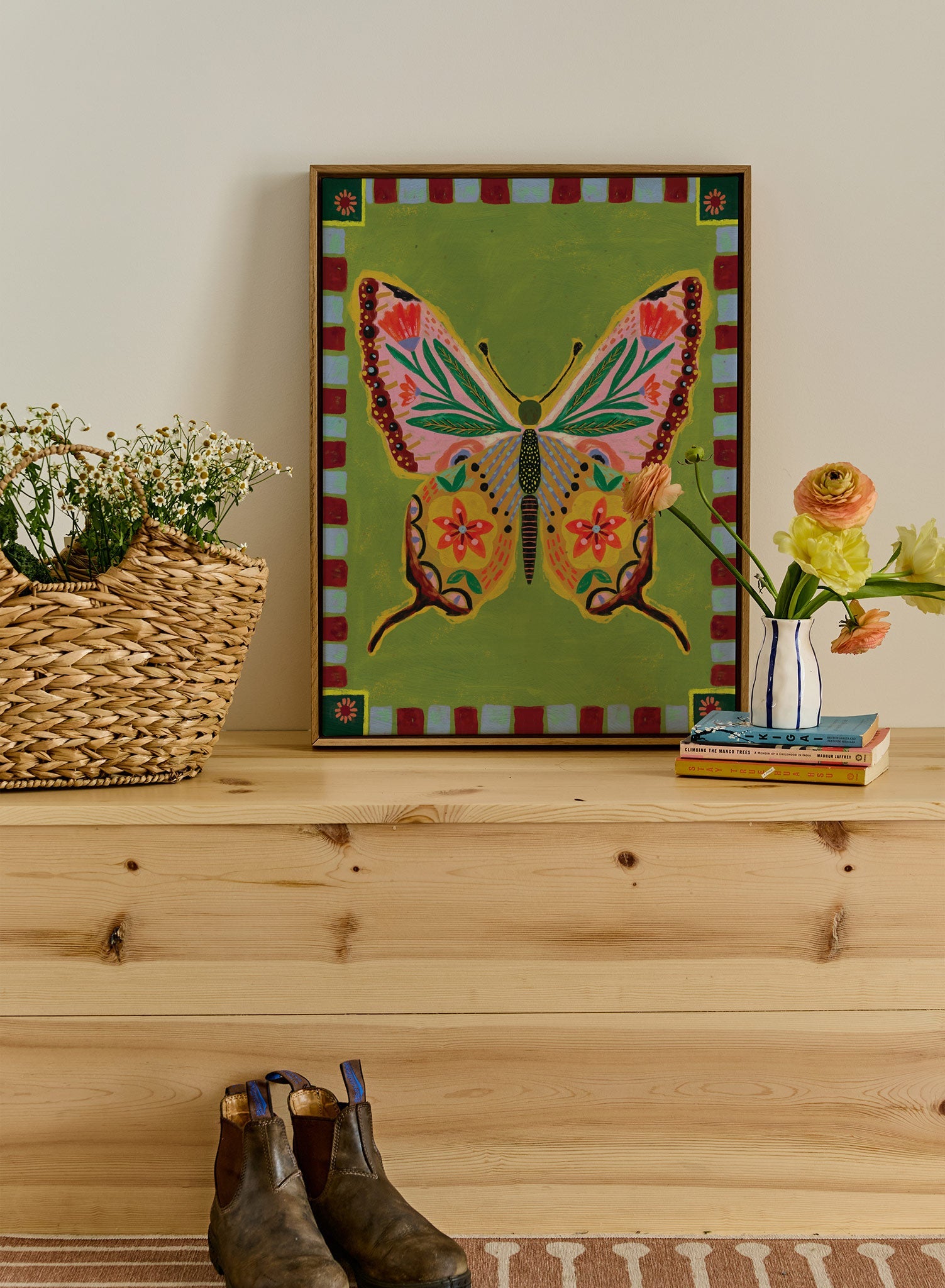 Flutterby Canvas Wall Art - Handmade Bohemian Home Decor for Living Room, Bedroom & Office - Perfect for Boho Chic & Modern Interior Design