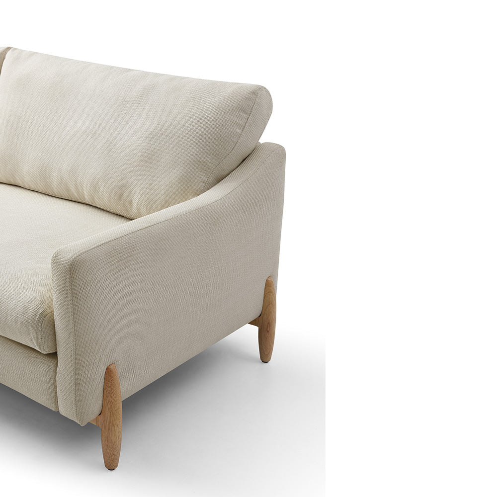 VIENNA 3 Seater Sofa - Modern Beige Fabric Couch with Oak Wood Legs | Comfortable Living Room Furniture for Small Spaces & Apartments