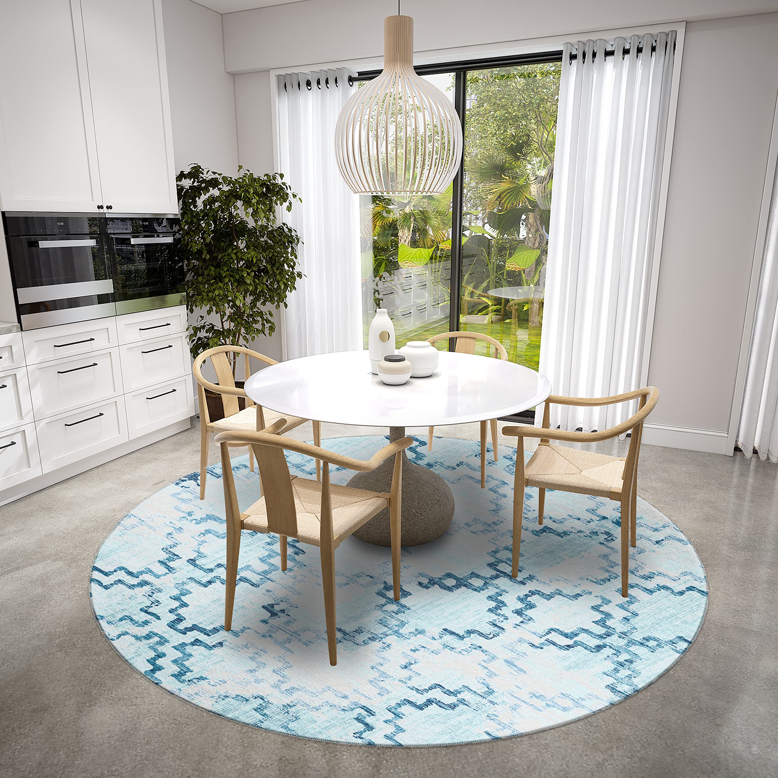 Addison Rugs Yuma AYU45 Blue 8' x 8' Square Area Rug - Soft Plush Living Room Carpet for Bedroom, Dining Room & Home Decor