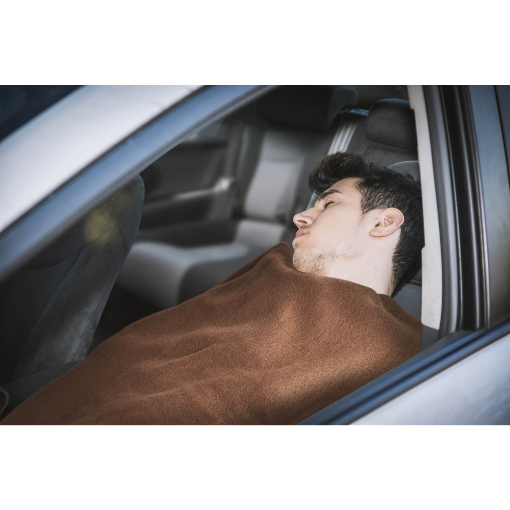 12V Car Electric Blanket - Ultra Soft & Warm Heated Blanket for Winter Travel - Perfect for Road Trips, Camping & Cold Weather Driving (Brown)