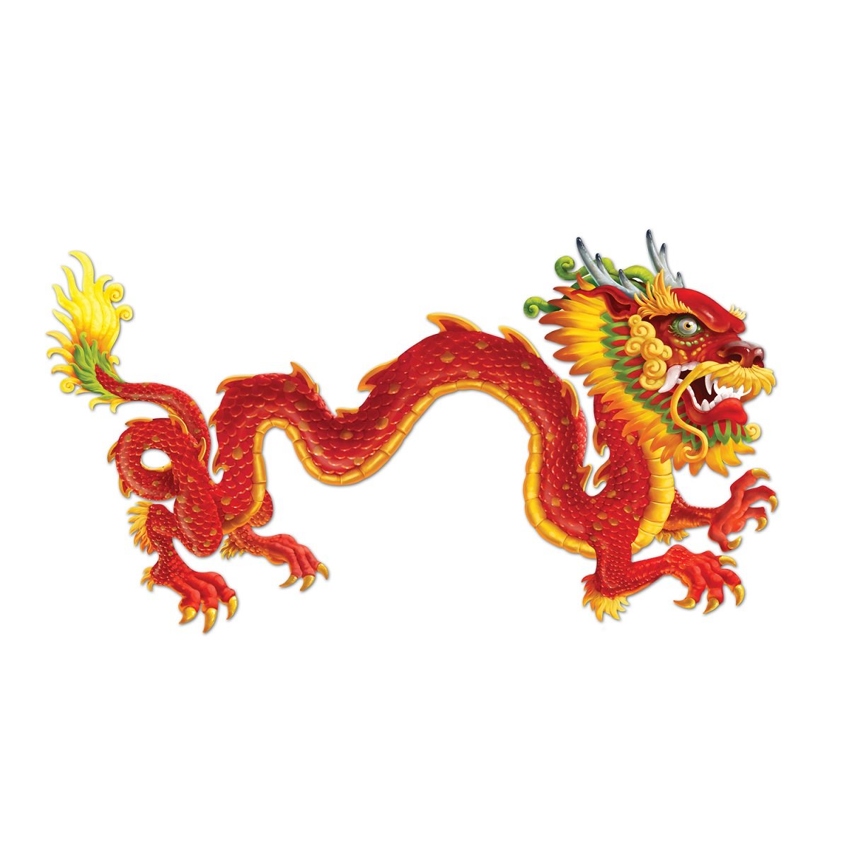 12-Piece Colorful Asian Jointed Dragon Decorations - Red, Yellow, Green 6ft Party Supplies for Chinese New Year, Lunar Festival & Cultural Events