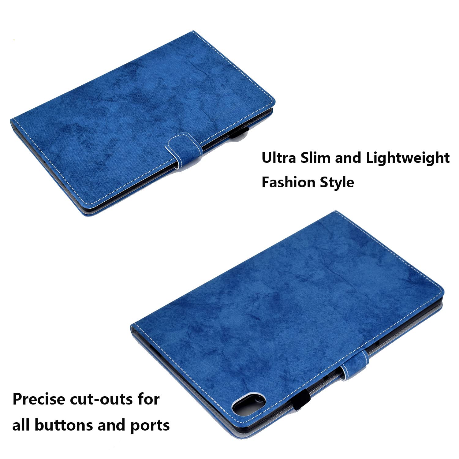 iPad 10th Generation Case 10.9 Inch (2022 Model) - Magnetic Protective Wallet Folio Cover with Pencil Holder, Card Pocket & Stand | Shockproof Soft TPU Back | Blue Marble Design | Perfect for Work, Travel & School Use