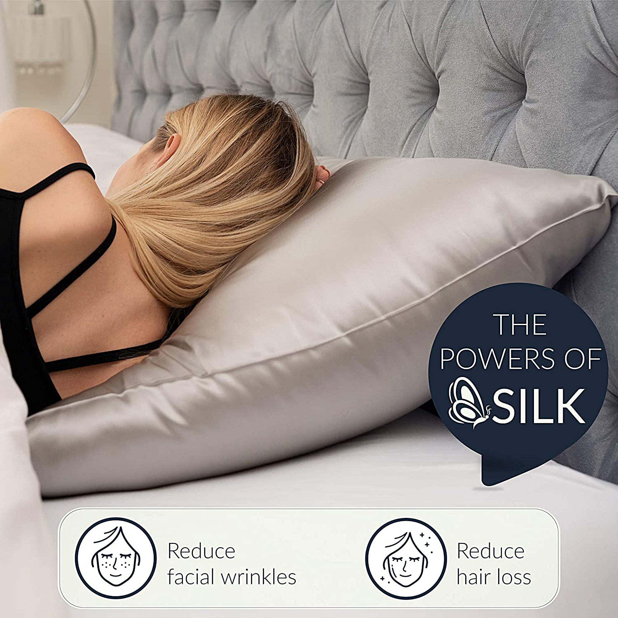Dreamzie 19 Momme Silk Pillowcase - Double Sided Luxury Silk for Hair & Skin Care - Anti-Aging & Hypoallergenic - Perfect for Beauty Sleep & Travel - Sold Individually