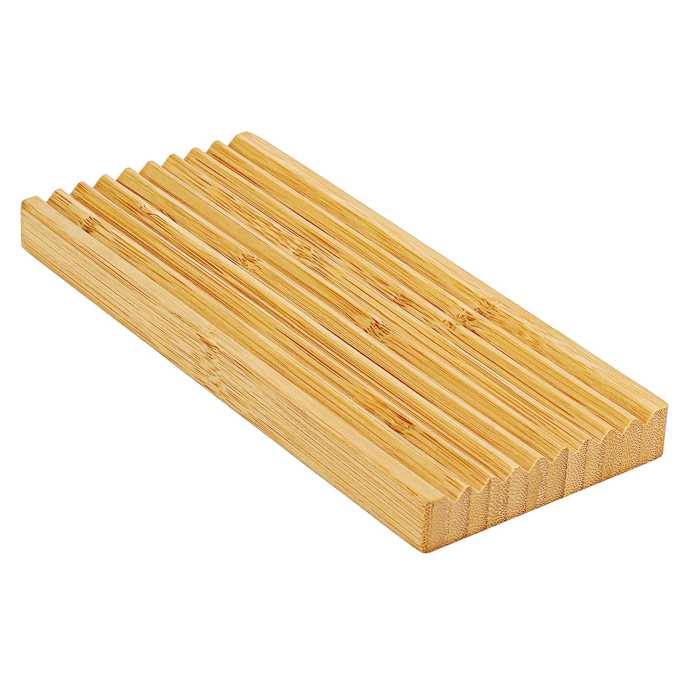 Bamboo Soap Dish Holder - Natural Wooden Soap Tray for Shower, Bathroom & Kitchen - Perfect for Organizing Bar Soaps in Wet Areas