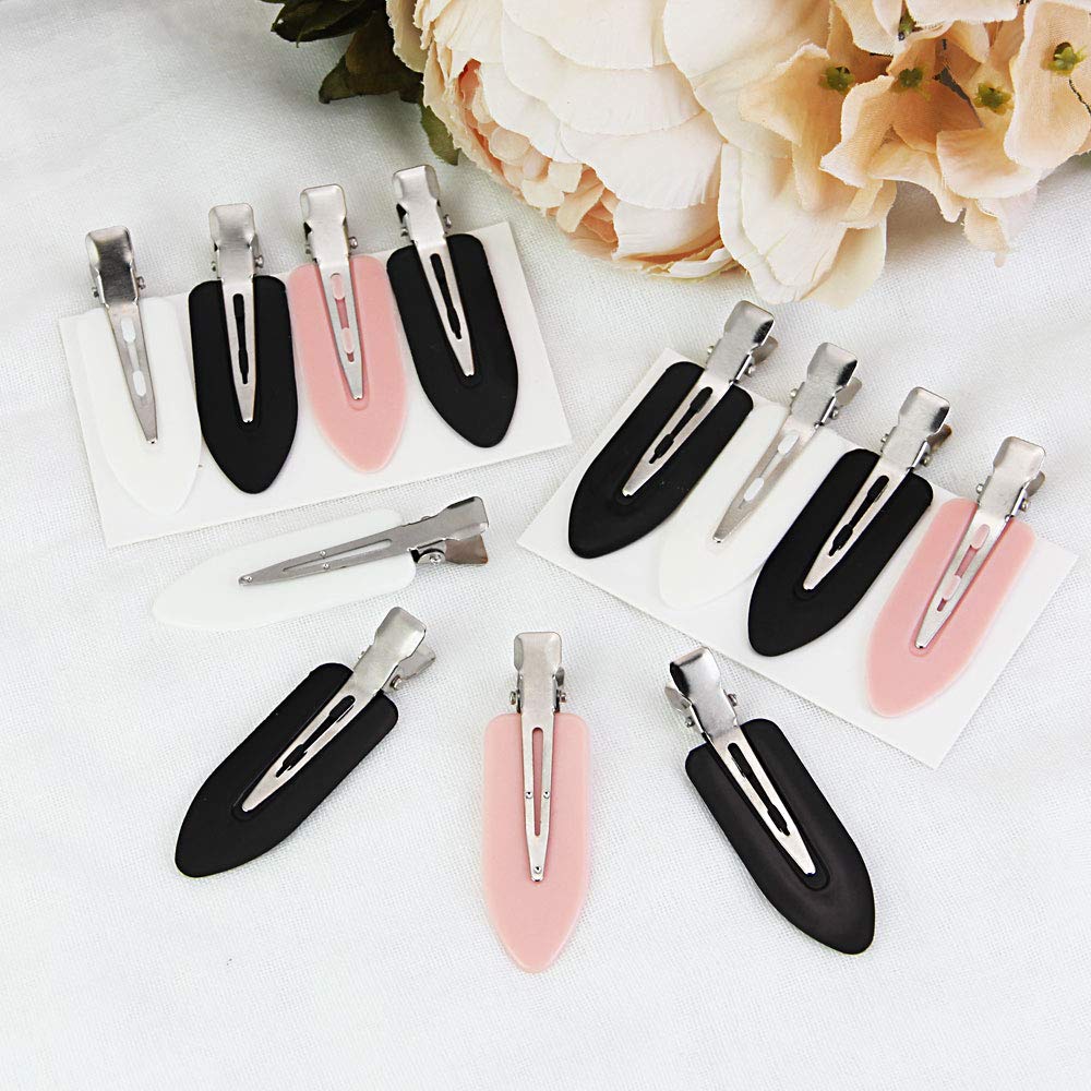 LYTIVAGEN 12 PCS No Bend Hair Clips - No Crease Hairstyling Tool for Women & Girls | Perfect for Curling, Styling & Securing Hair (Black, White, Pink) - Salon Quality Hair Pins for Home & Professional Use