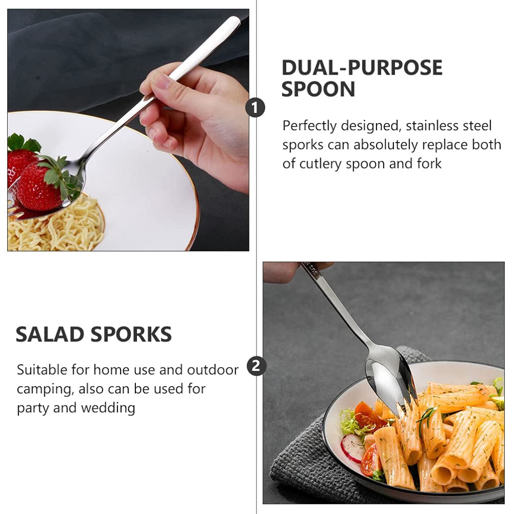 DOITOOL 6-Piece Stainless Steel Outdoor Cutlery Set - Forks, Spoons, Salad Sporks & Ice Cream Scoops - Durable Camping, Picnic, BBQ & Party Tableware for Desserts, Cakes & Outdoor Dining
