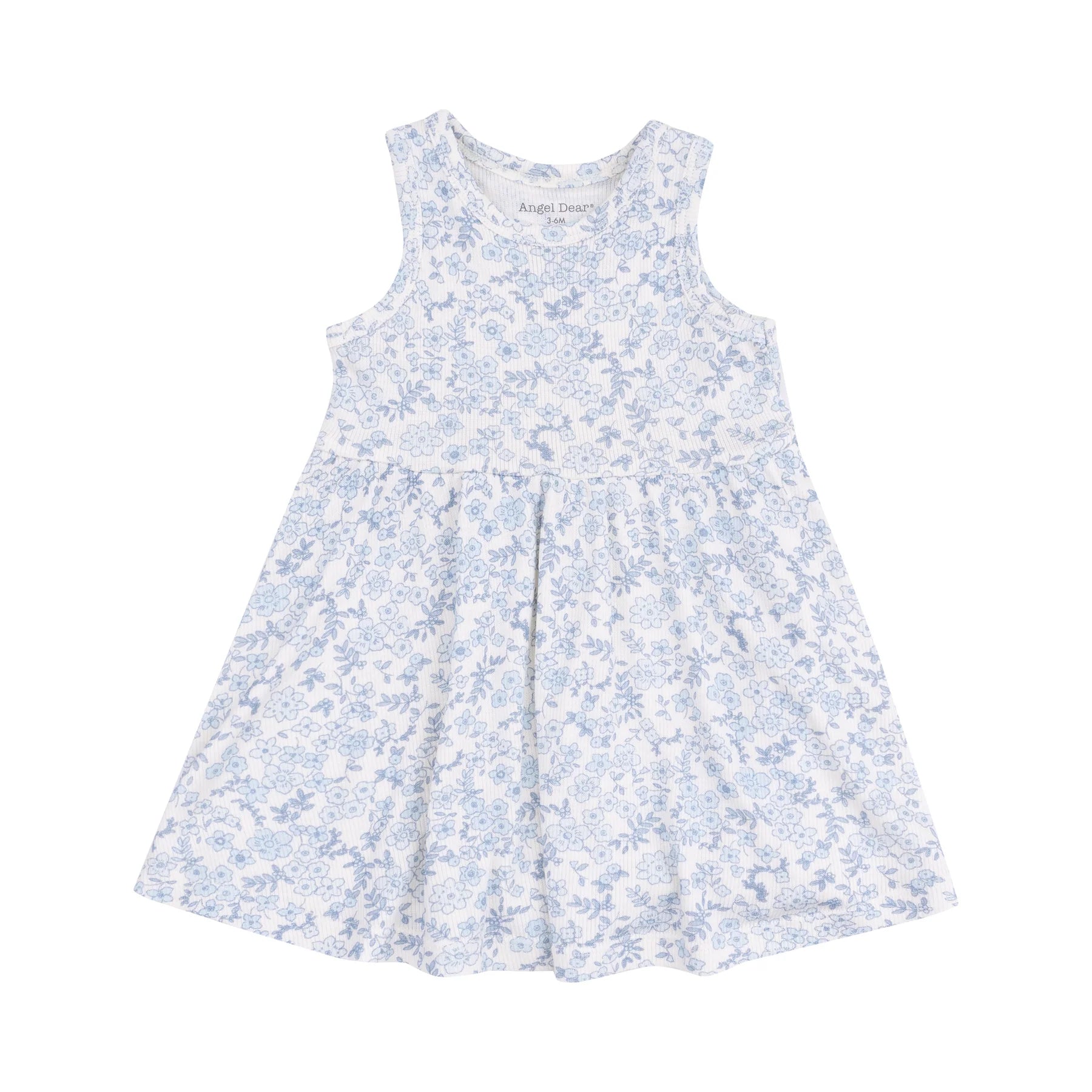 Blue Calico Floral Print Tank Dress with Bloomer - Summer Casual Outfit for Beach, Picnic & Outdoor Activities