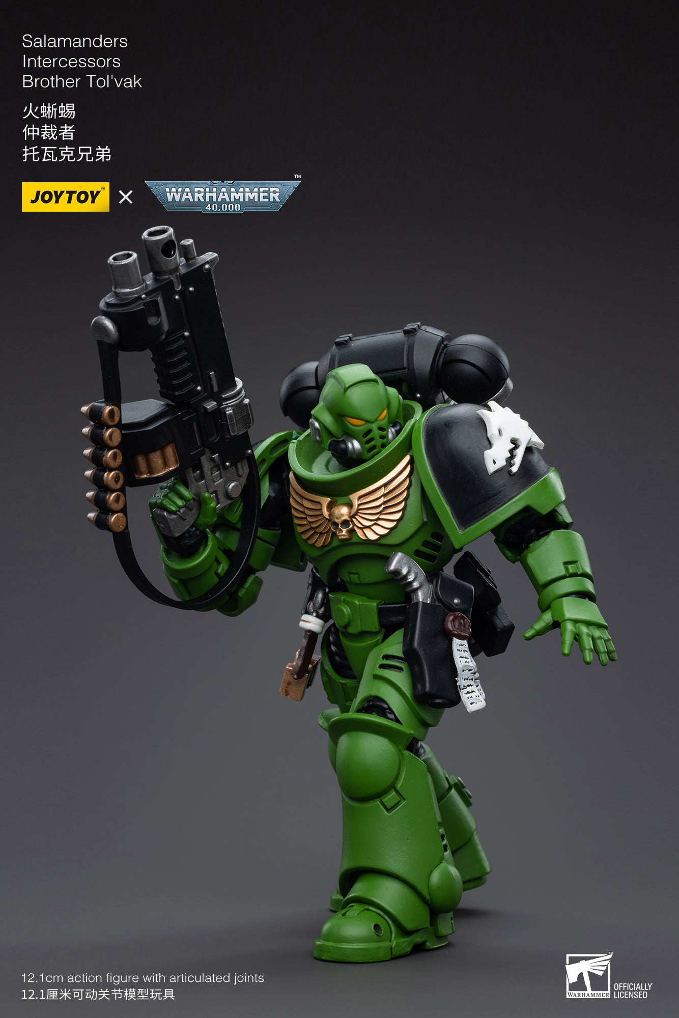 JOYTOY 1/18 Scale 3.75 Inch Warhammer 40K Salamanders Intercessors Brother Tol'vak Action Figure - Collectible Miniature for Tabletop Gaming & Display
