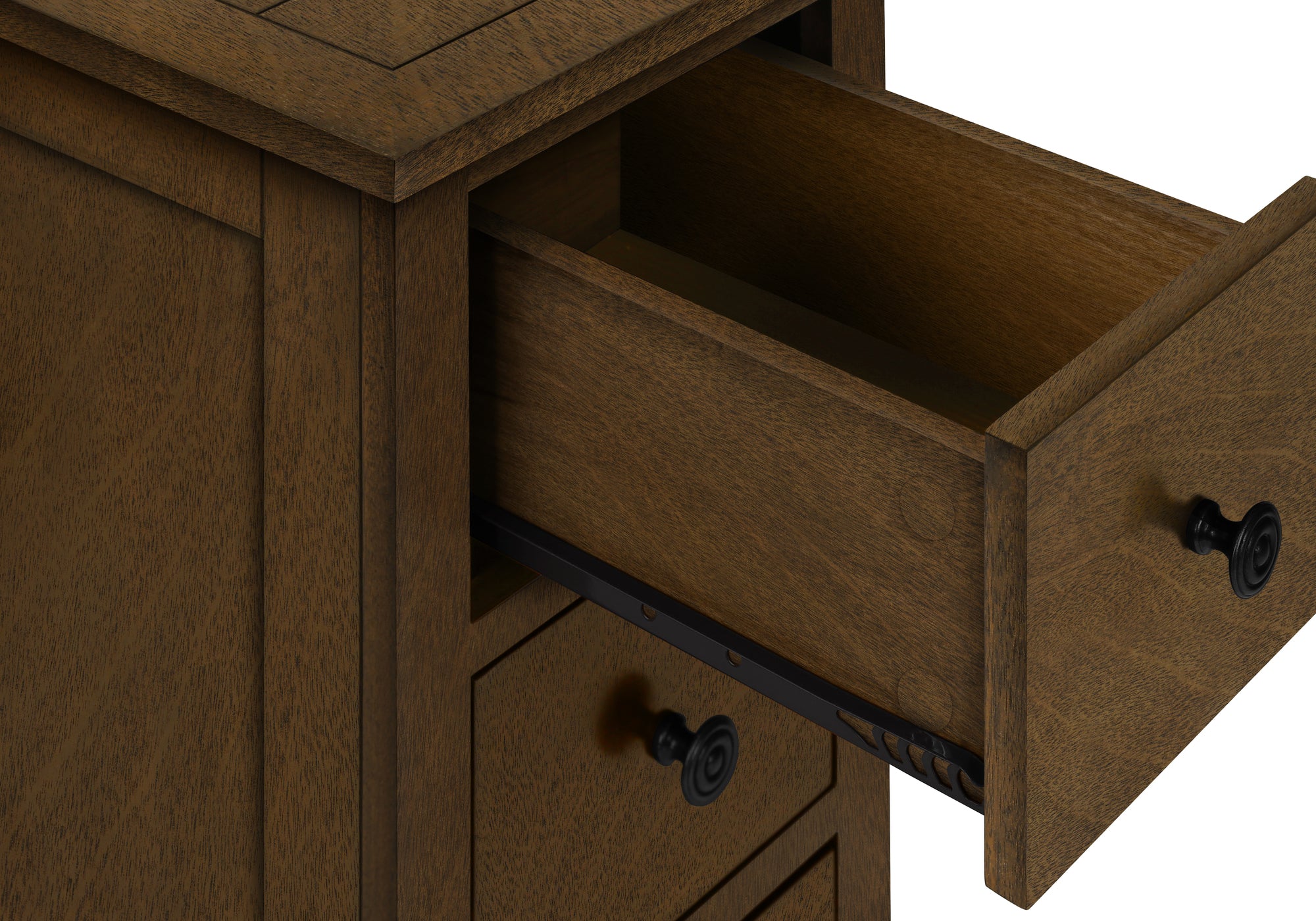 Brown Wood Veneer Accent Table with Storage Drawer - Transitional Nightstand for Bedroom, Living Room & Office - Compact Side Table with Shelf & Drawer for Small Spaces