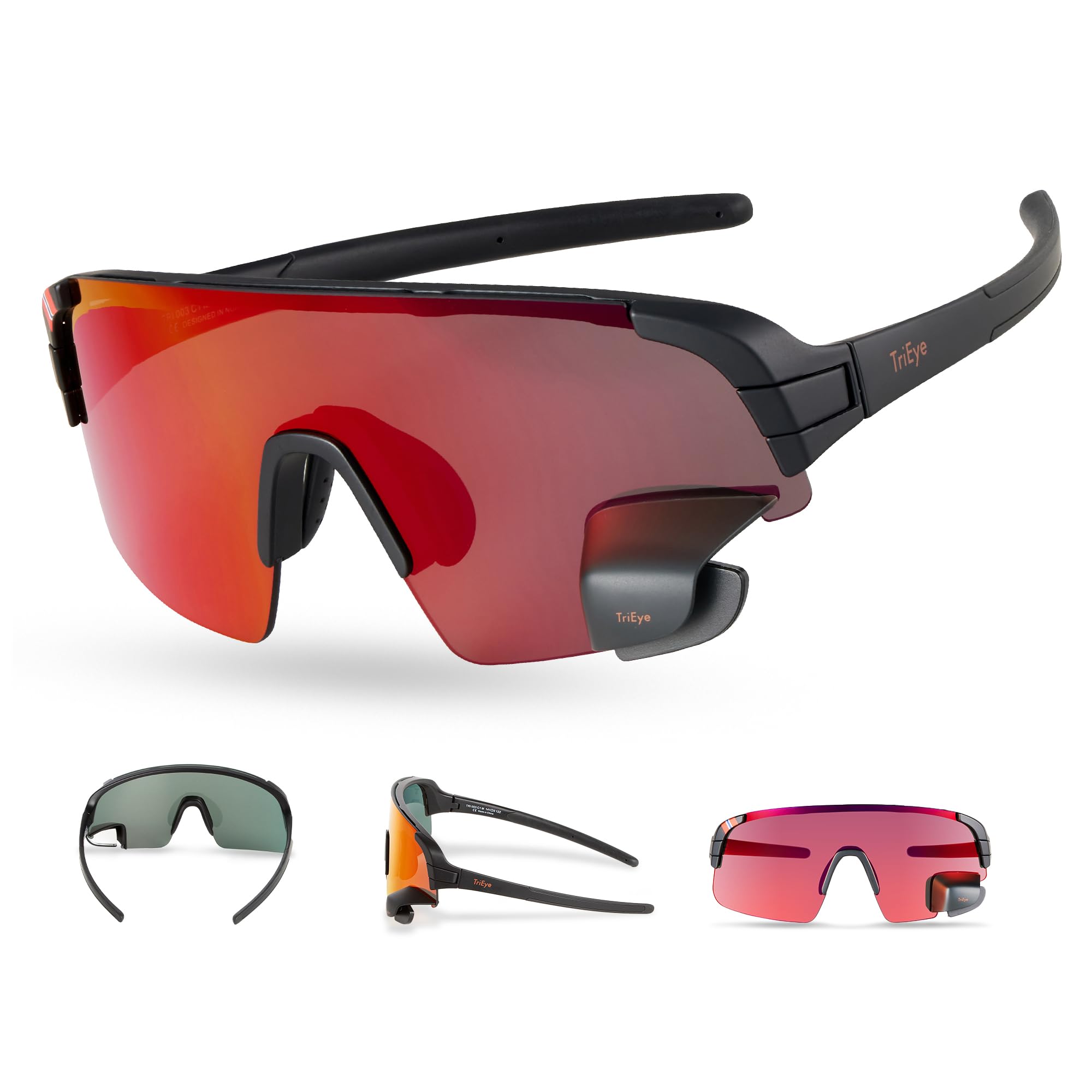 Cycling Sunglasses with Rear-View Mirror for Men & Women - UV400 Protection Sports Glasses for Road & Mountain Biking - Perfect for Commuting, Training, and Outdoor Adventures