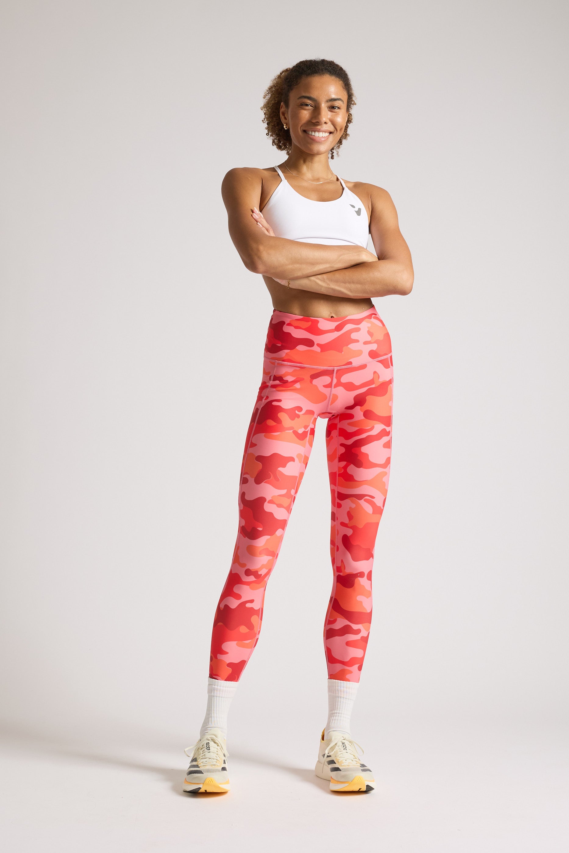 Orange Camo Leggings for Women - High Waisted Yoga Pants, Stretchy Workout Tights - Perfect for Running, Gym, Fitness & Outdoor Activities