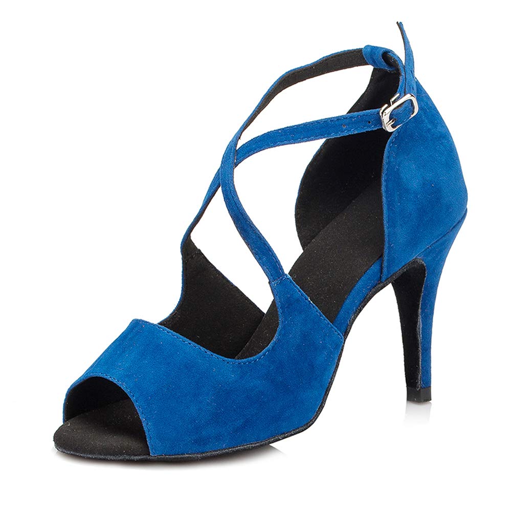 DKZSYIM Women's Satin Latin Dance Shoes - Professional Ballroom Performance Shoes for Salsa, Tango, Cha Cha - Model YCL014-L025 - Perfect for Dance Competitions, Performances & Practice