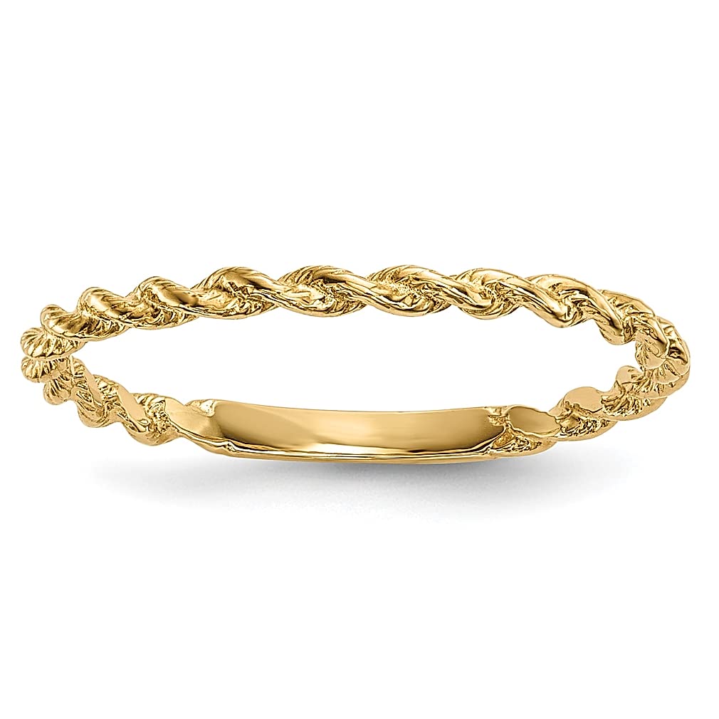 14K Yellow Gold Twisted Rope Ring for Women - Elegant Fine Jewelry Gift for Her, Perfect for Anniversaries, Birthdays & Special Occasions