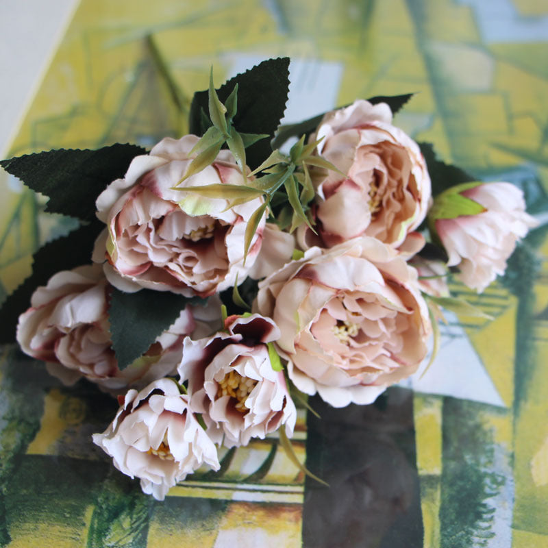 8 Heads Silk Mini Artificial Peony Flowers - Realistic Fake Peony Bouquet for Home Decor, Wedding Centerpieces, Party Arrangements, and DIY Crafts