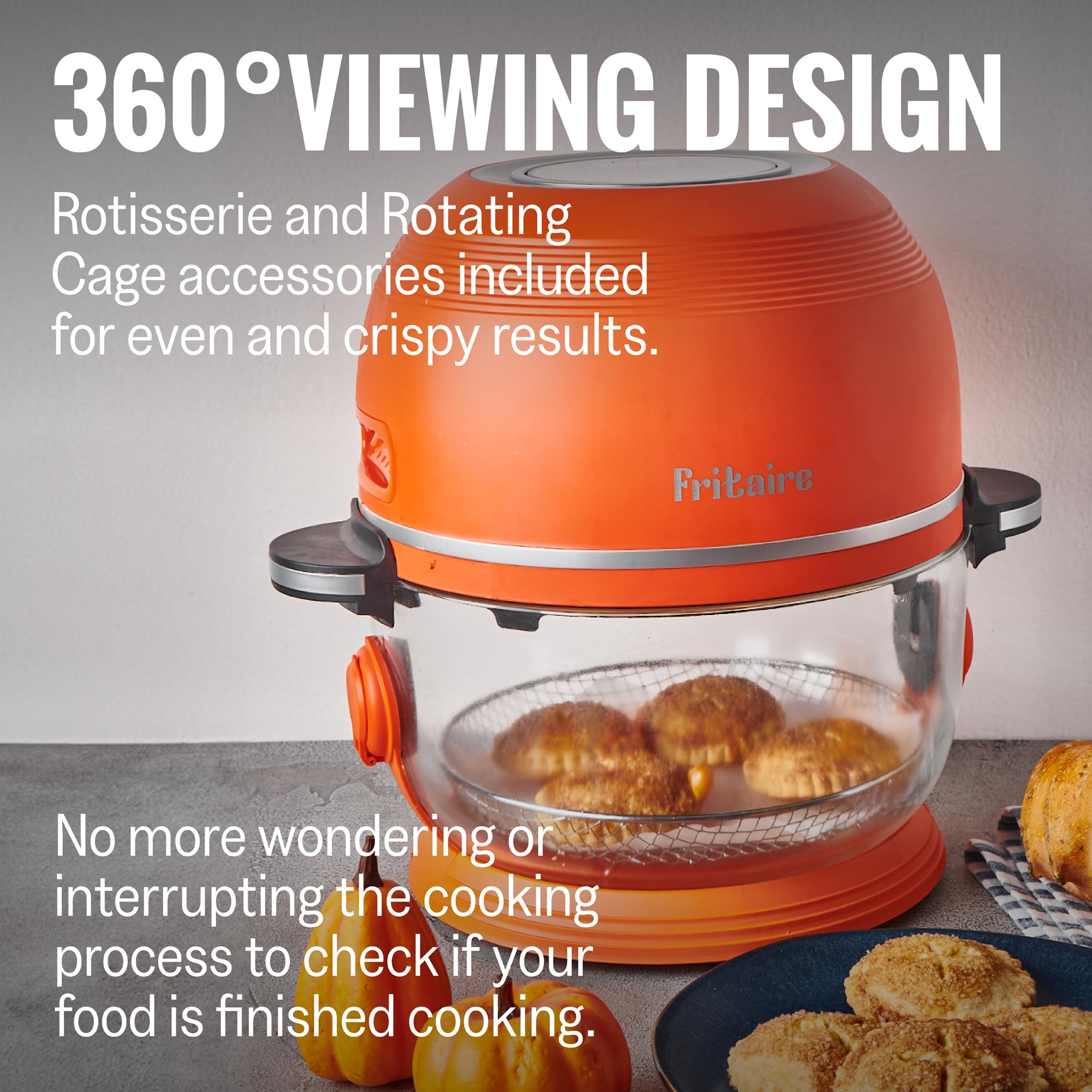 Healthy 5 Quart Glass Air Fryer - Non-Toxic, BPA-Free & Teflon-Free, 6-in-1 Functions (Rotisserie, Roast, Bake), 400°F Vortex Technology for Even Cooking, Self-Cleaning with 360° Visibility - Perfect for Family Meals, Quick Snacks & Healthy Cooking