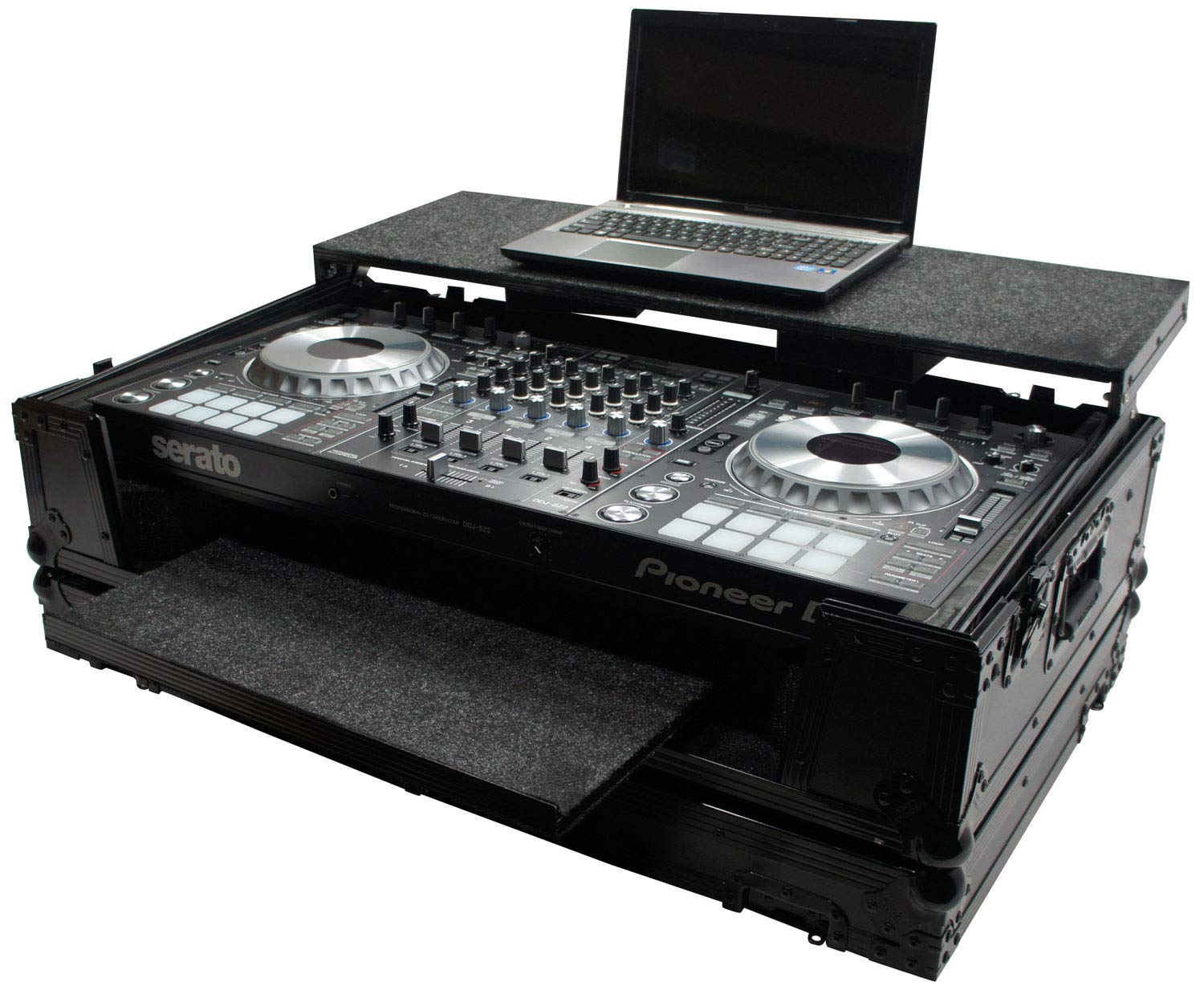 Harmony Audio HCDDJSZLTBKTR DJ Laptop Stand - Adjustable Upper & Lower Glide Case for Pioneer DDJ-SZ Controller - Perfect for DJs, Music Producers & Live Performances