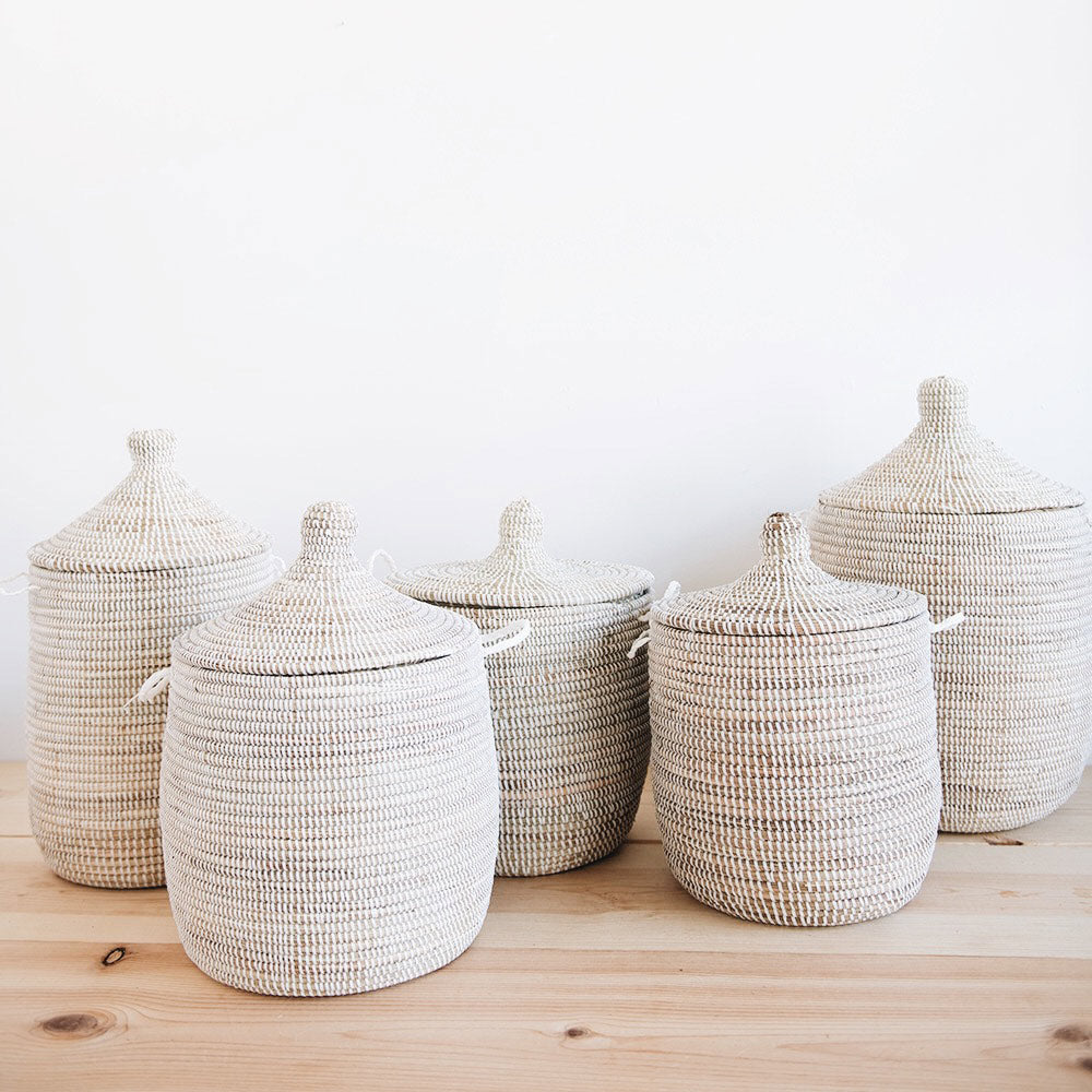 White Small Rosa Storage Basket Hamper - Perfect for Laundry, Toys, and Home Organization