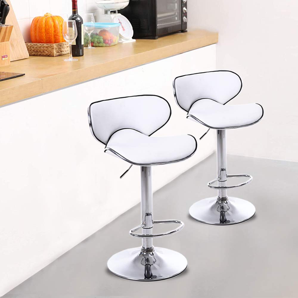 Adjustable Swivel Bar Stools with Hydraulic Lift - PU Leather Counter Height Stools with Footrest & Butterfly Back for Kitchen, Dining Room, Pub - Perfect for Entertaining, Breakfast Bars & Home Decor