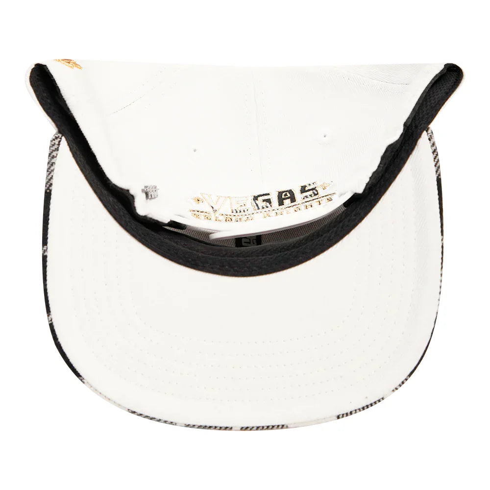 Pro Standard Vegas Golden Knights Unisex Plaid Snapback Hat - White Wool Brim, Adjustable Fit for Men & Women - Perfect for Sports Fans, Game Day, and Casual Outfits