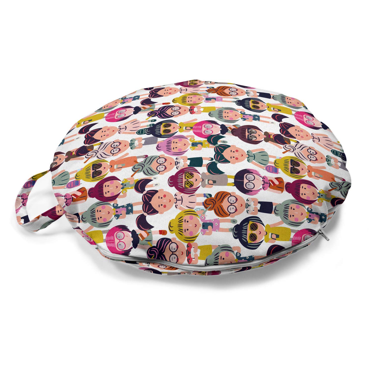 Ambesonne Girls Round Floor Cushion with Handle - 18