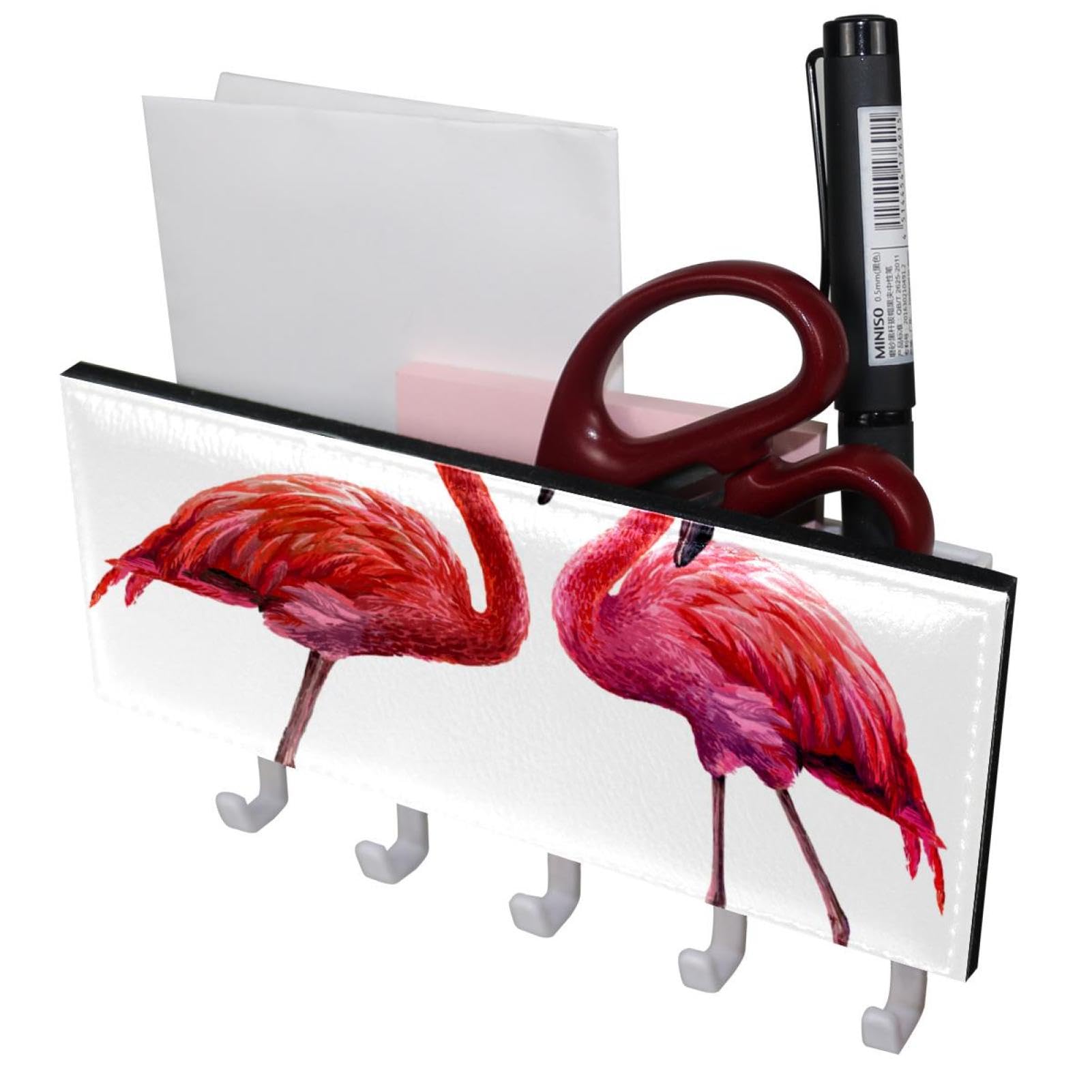 GIAPB Adhesive Wall Hooks - Flamingo Bird Design for Hanging Decor, Keys, Towels & More - Strong Red Self-Stick Hooks for Bathroom, Kitchen & Bedroom Organization