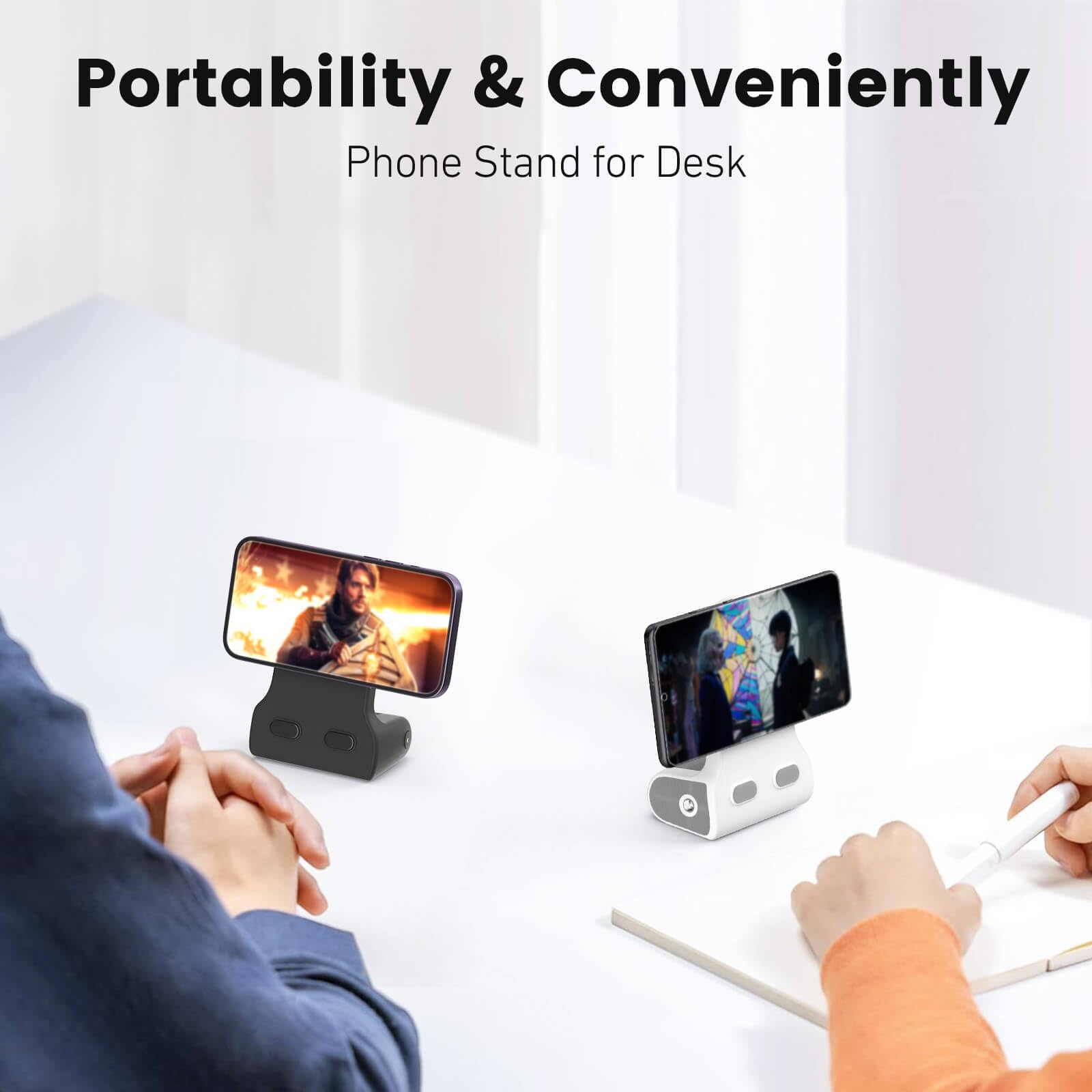 Vimitty Magnetic Phone Stand with 5,000mAh Power Bank - Portable Charging Stand & Phone Holder with Grip Handle for iPhone & Android - Perfect for Desk Use, Travel, and Video Shooting