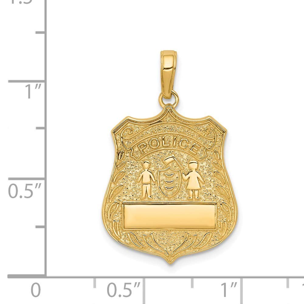 Roy Rose Jewelry 14K Yellow Gold Large Police Badge Pendant for Men & Women - Perfect for Law Enforcement Gifts, Graduation, and Everyday Wear